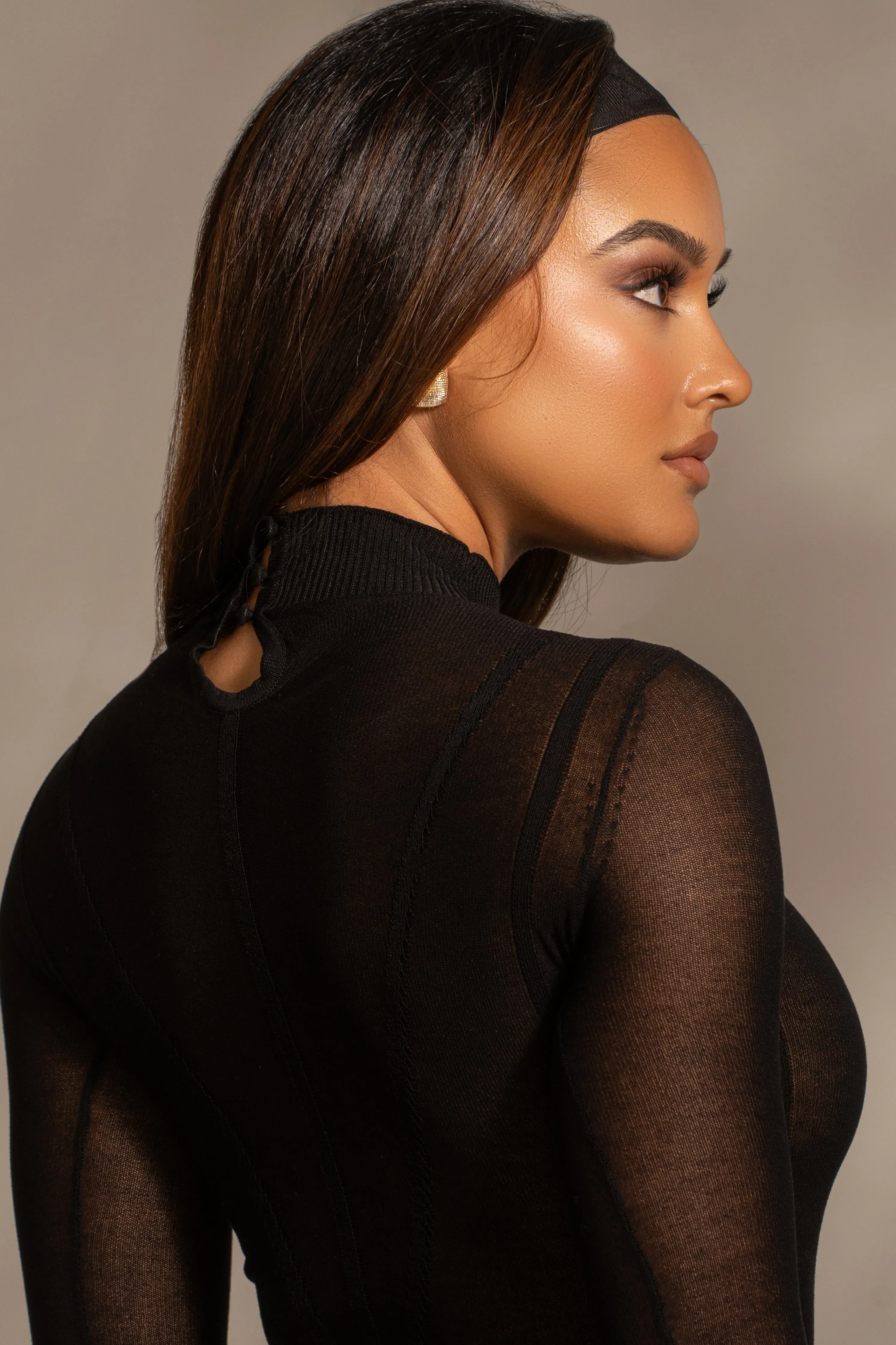 Black Lori Sheer Knit Bodysuit