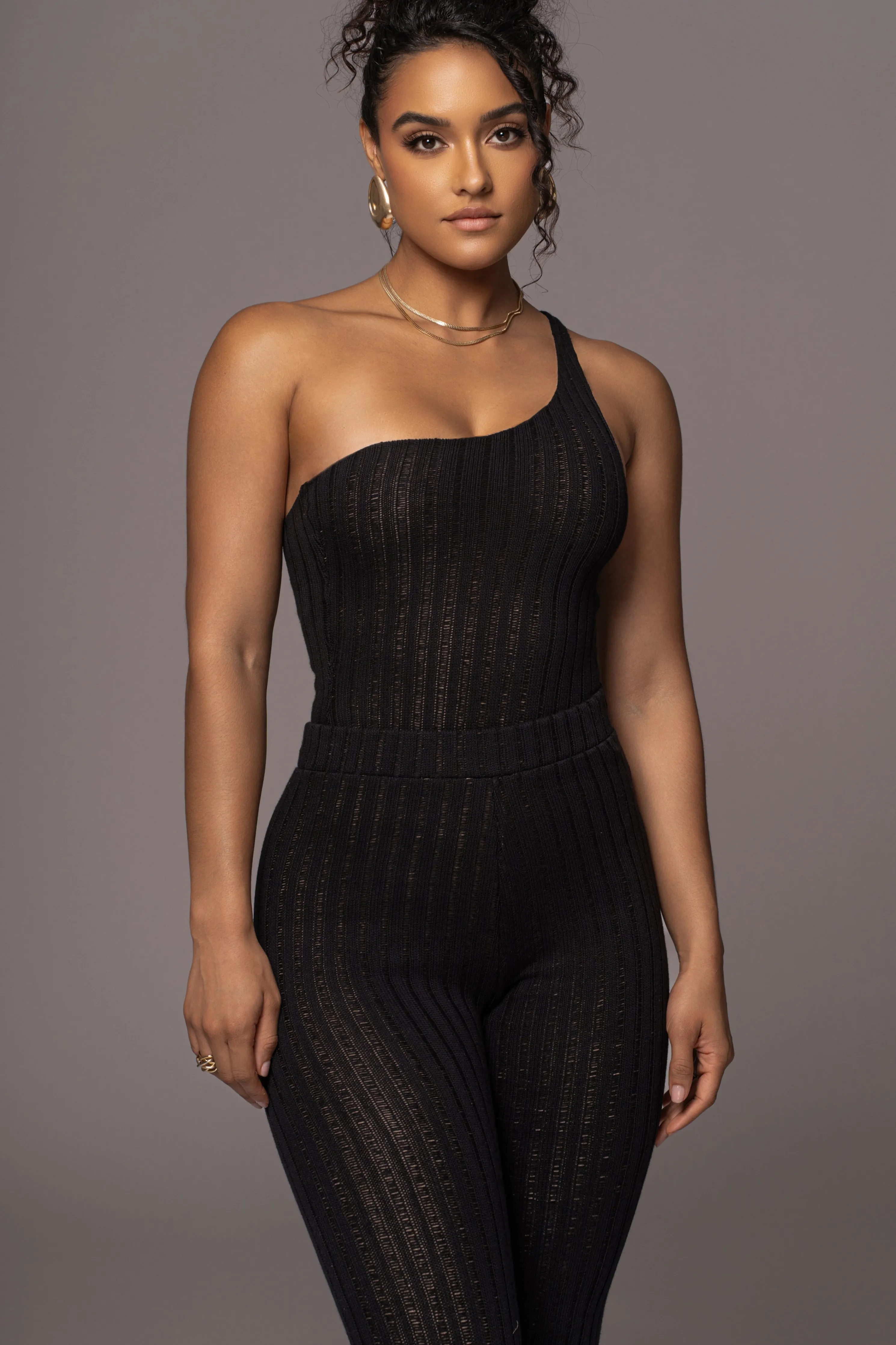 Black Malibu Nights One Shoulder Bodysuit