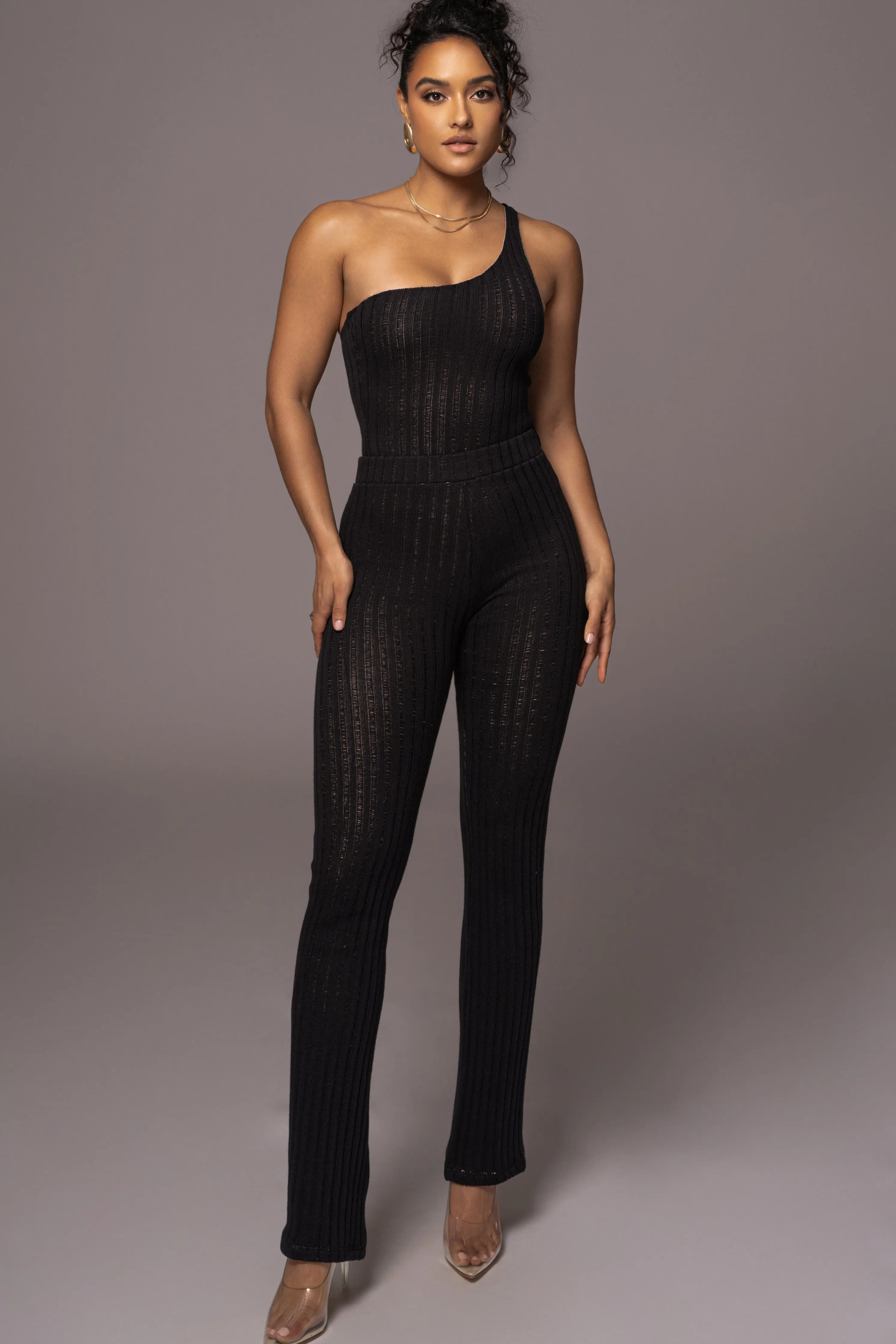 Black Malibu Nights One Shoulder Bodysuit