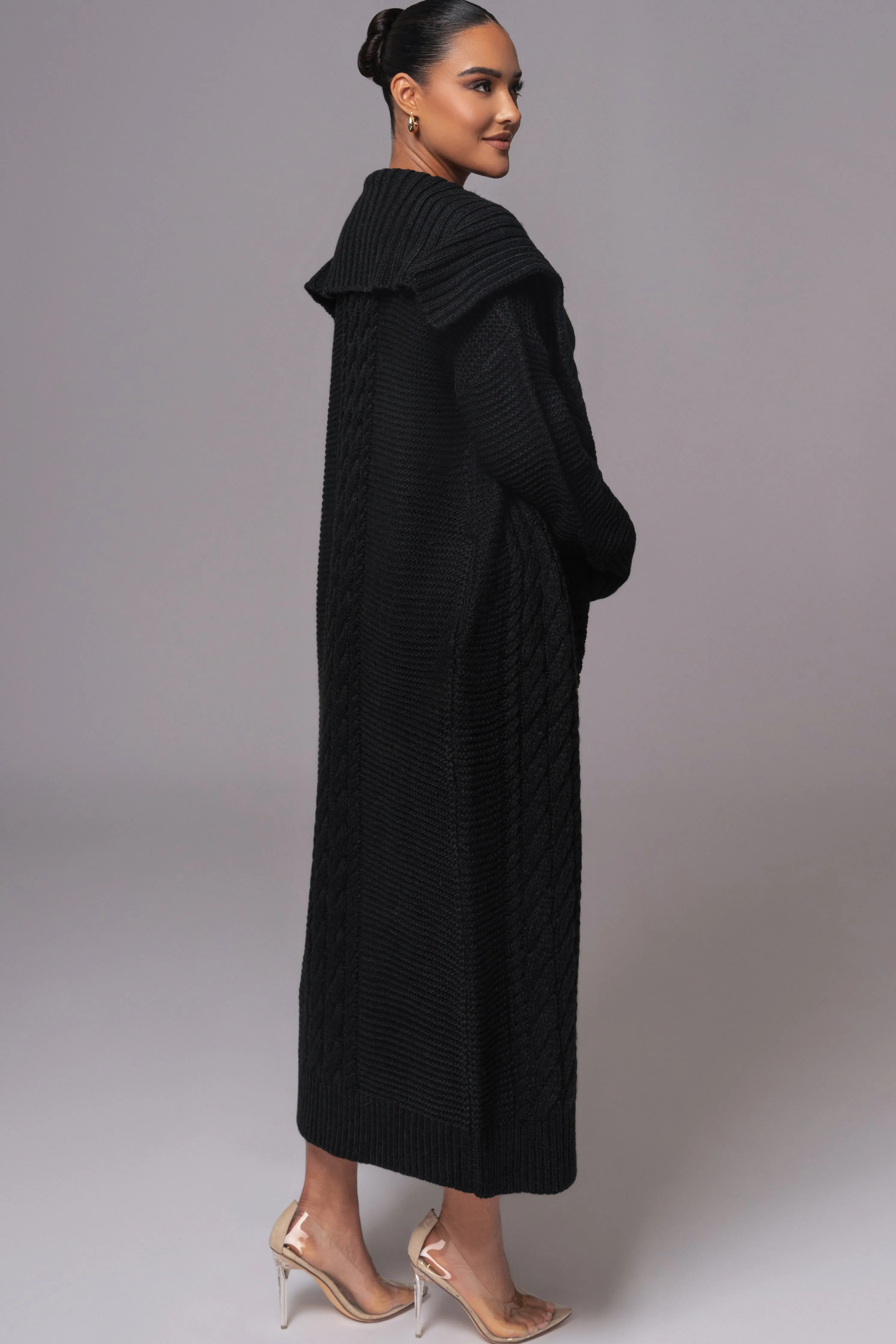 Black Malinda Sweater Knit Cardigan