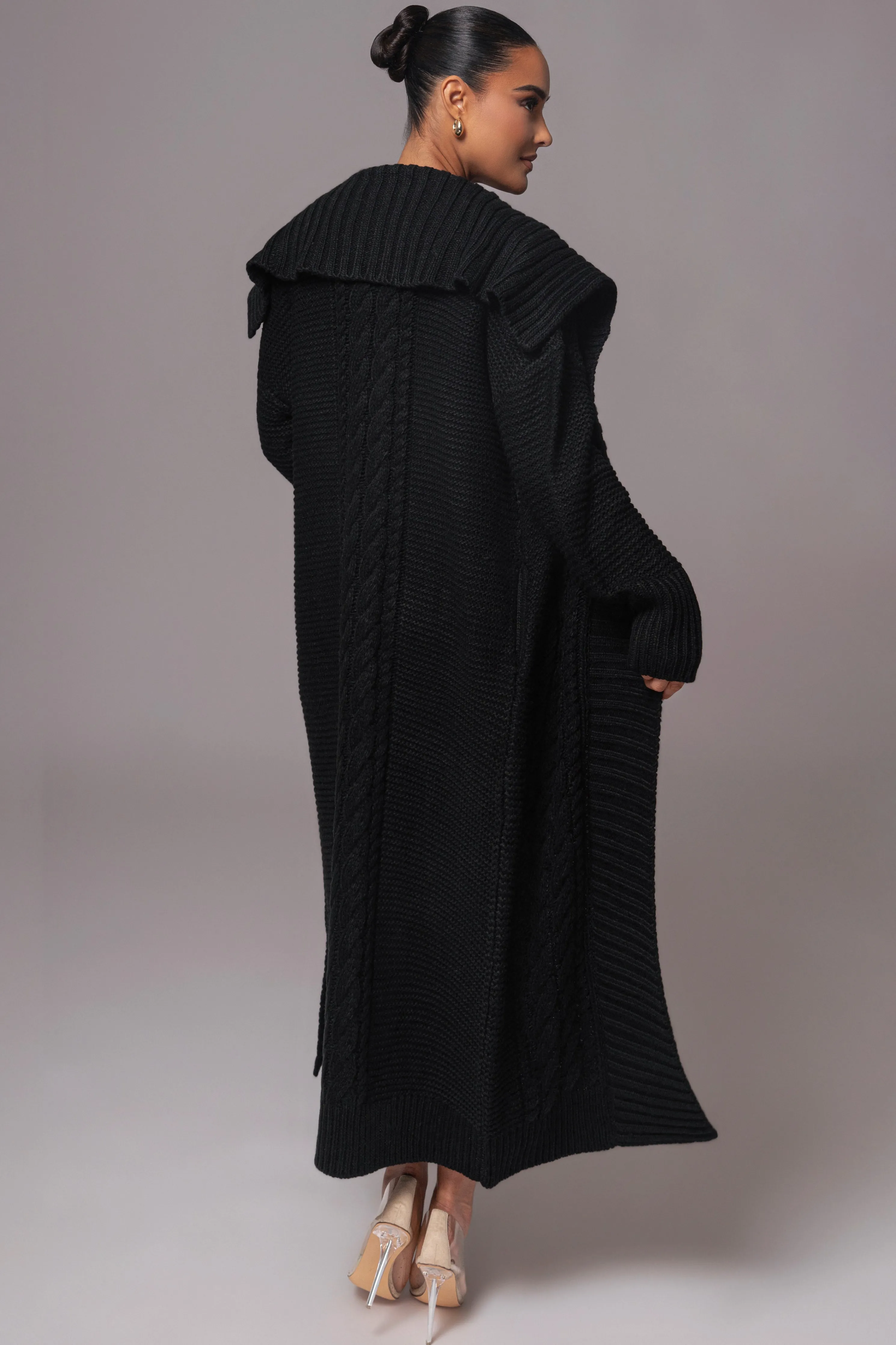 Black Malinda Sweater Knit Cardigan