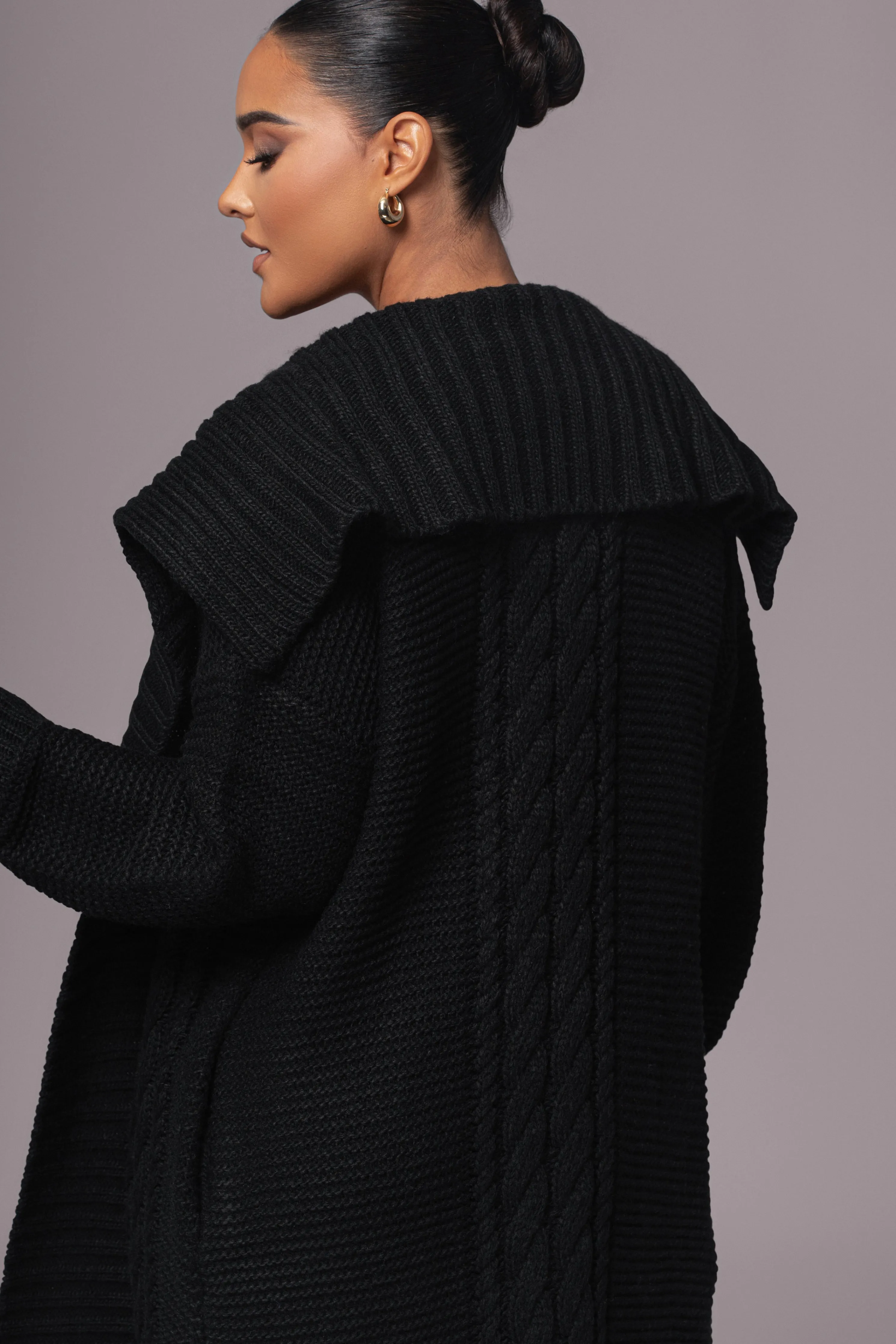 Black Malinda Sweater Knit Cardigan