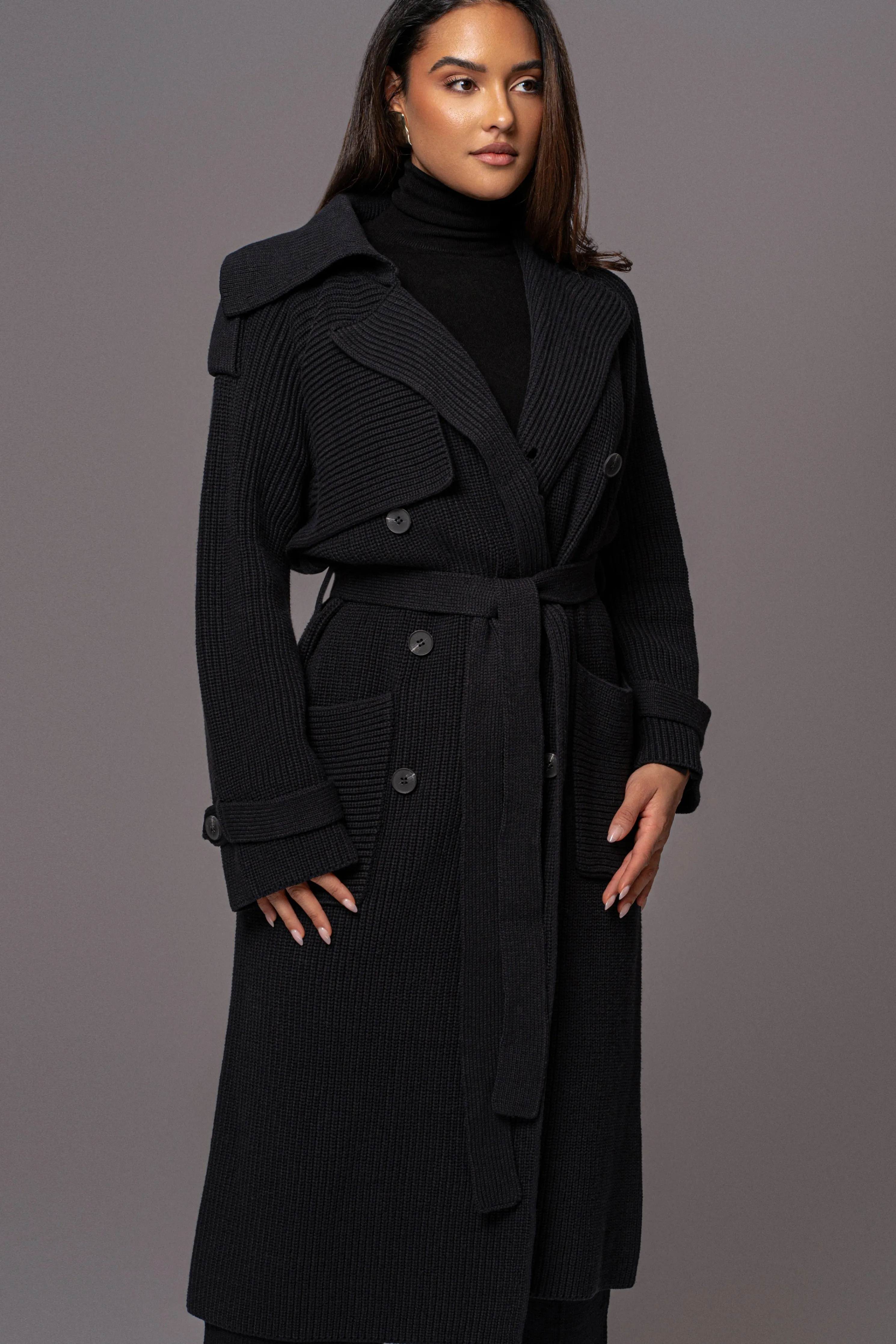 Black Maxinne Knit Coat