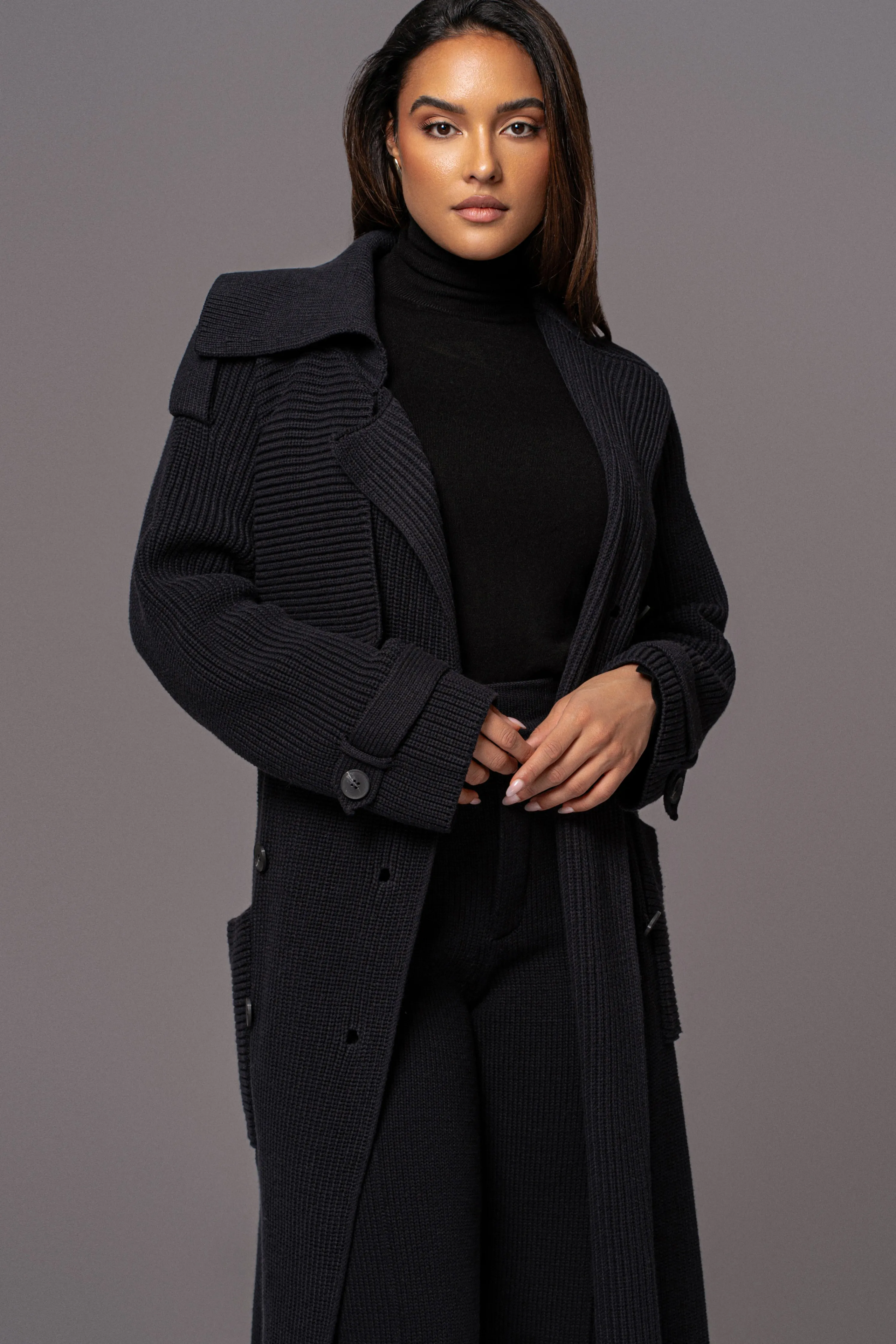 Black Maxinne Knit Coat