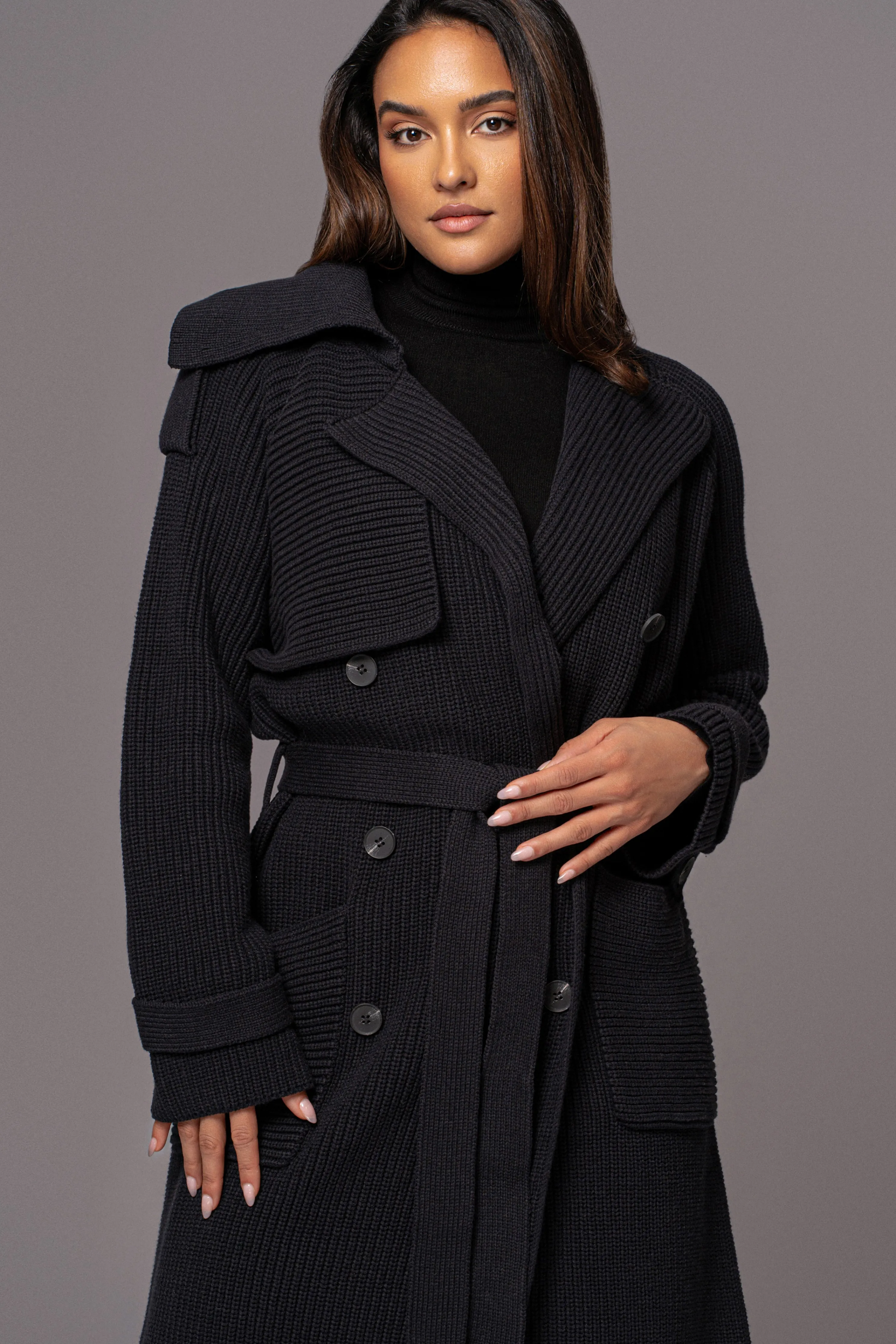Black Maxinne Knit Coat
