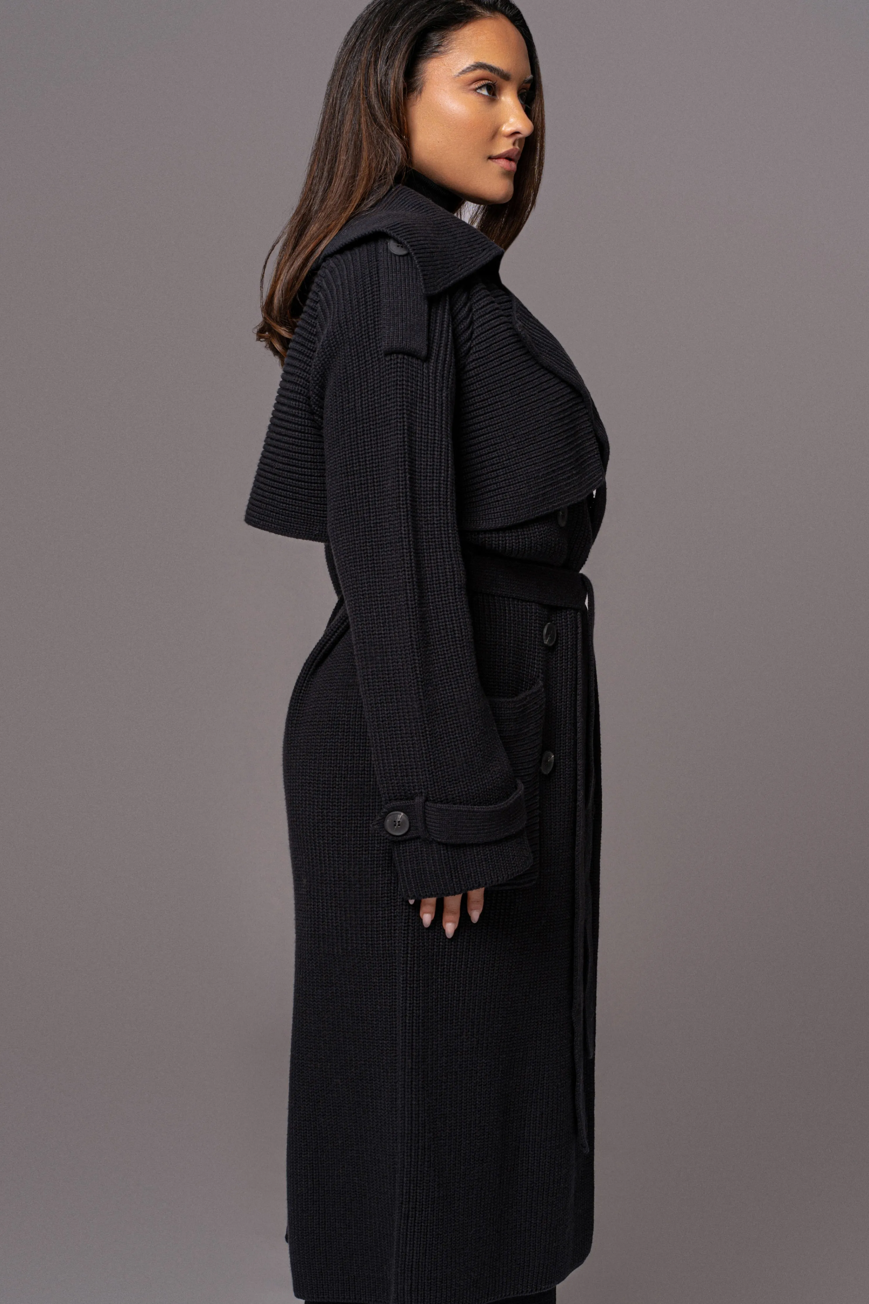 Black Maxinne Knit Coat