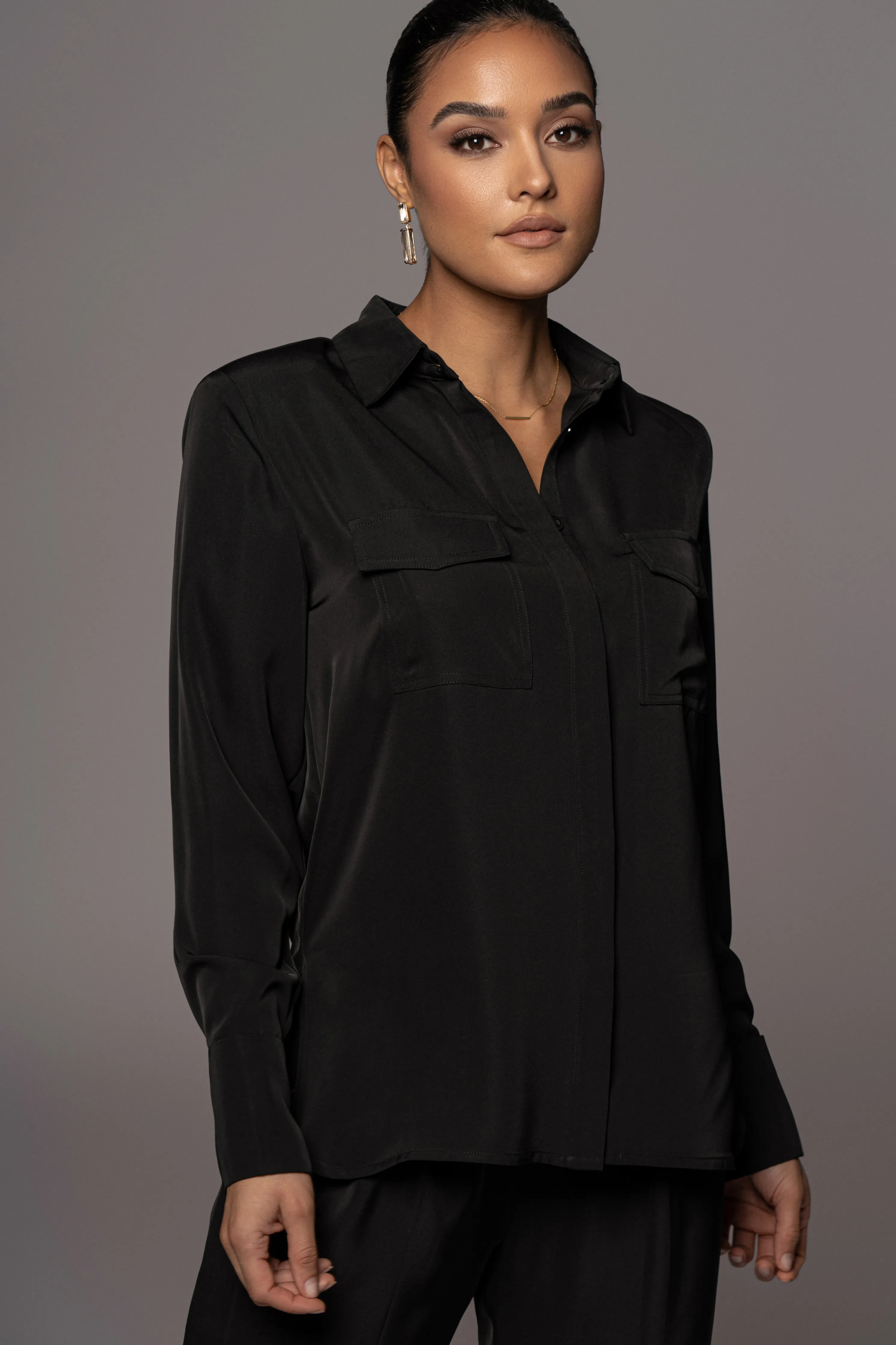 Black Misty Button Up