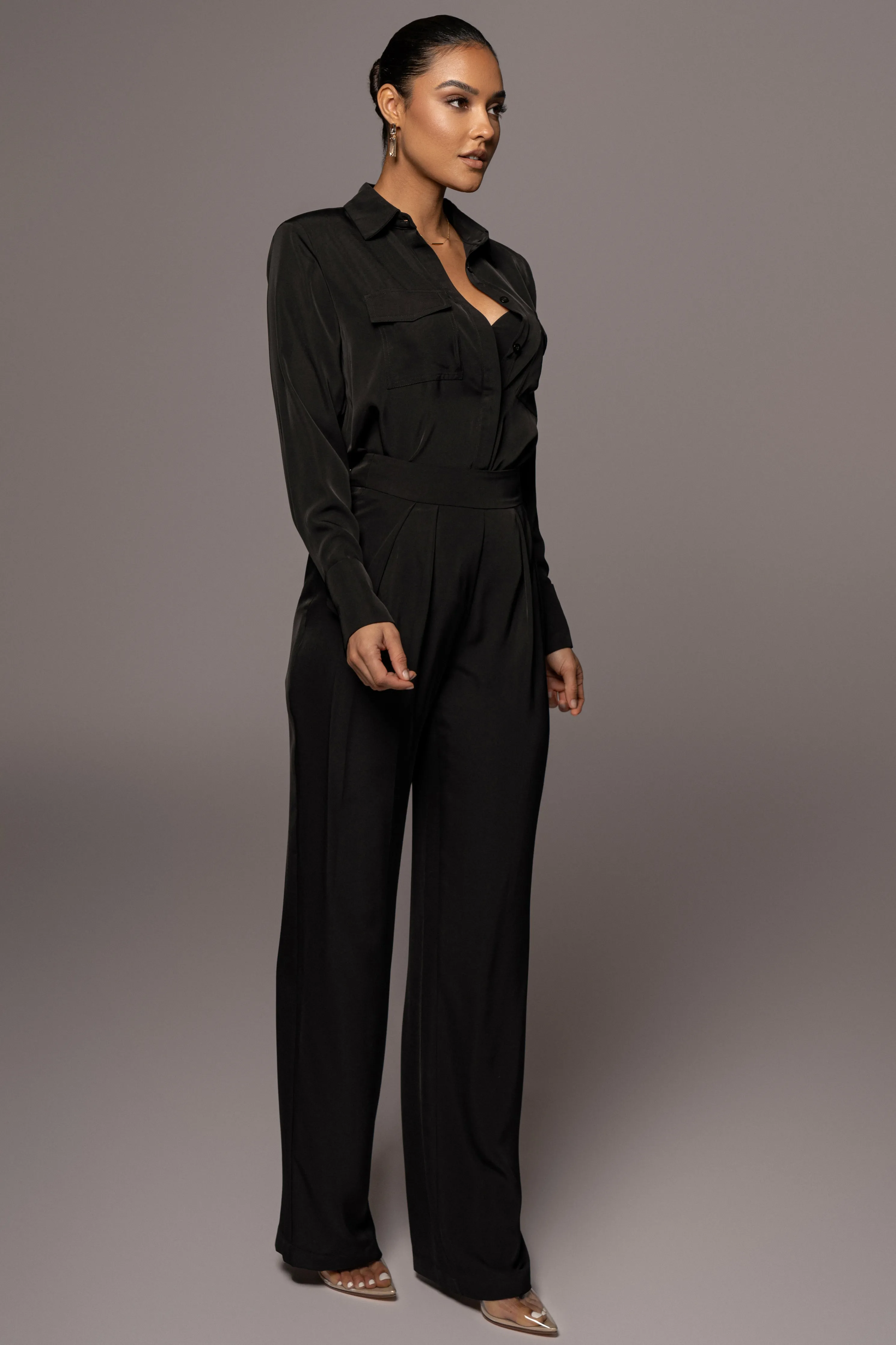 Black Misty Button Up