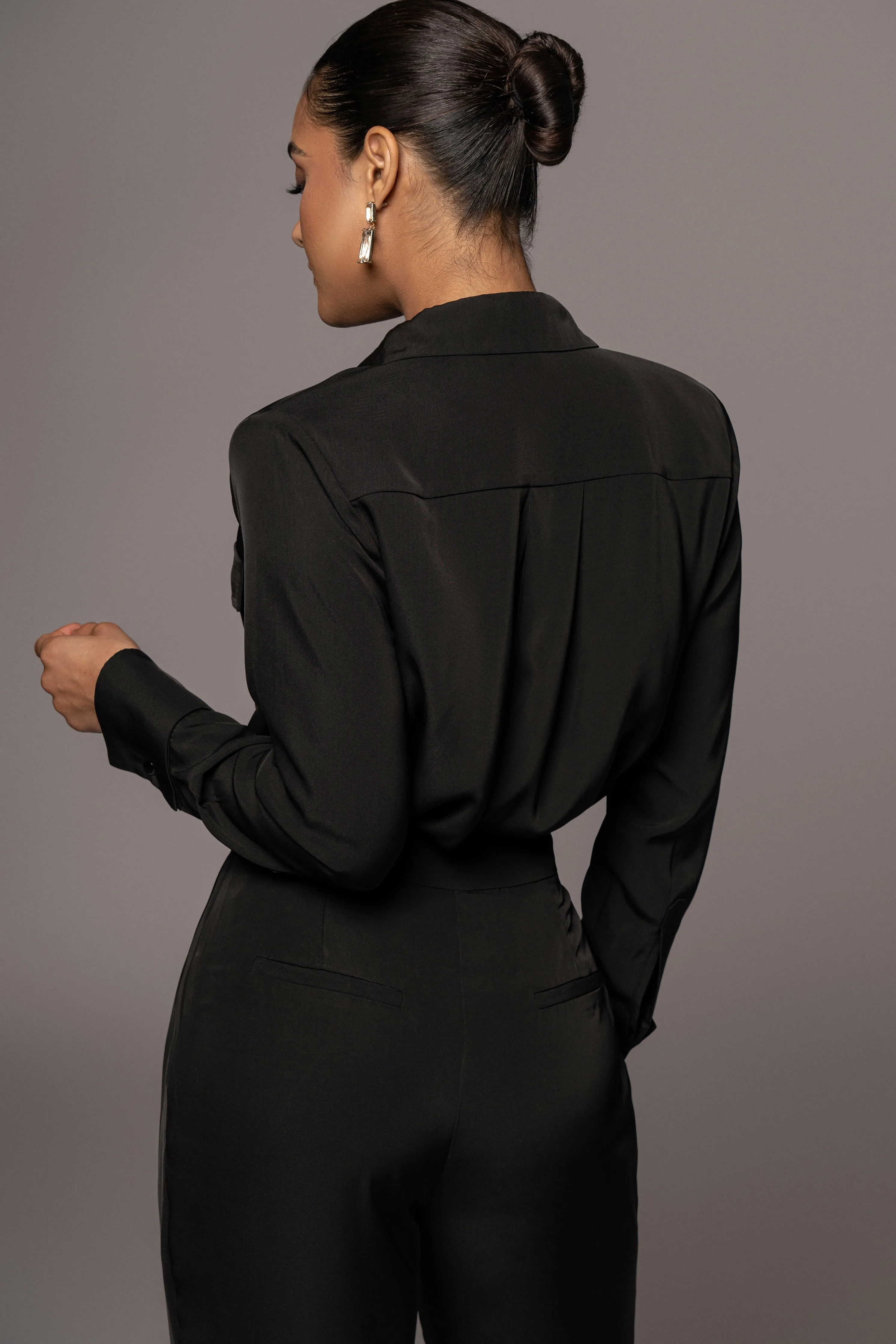 Black Misty Button Up