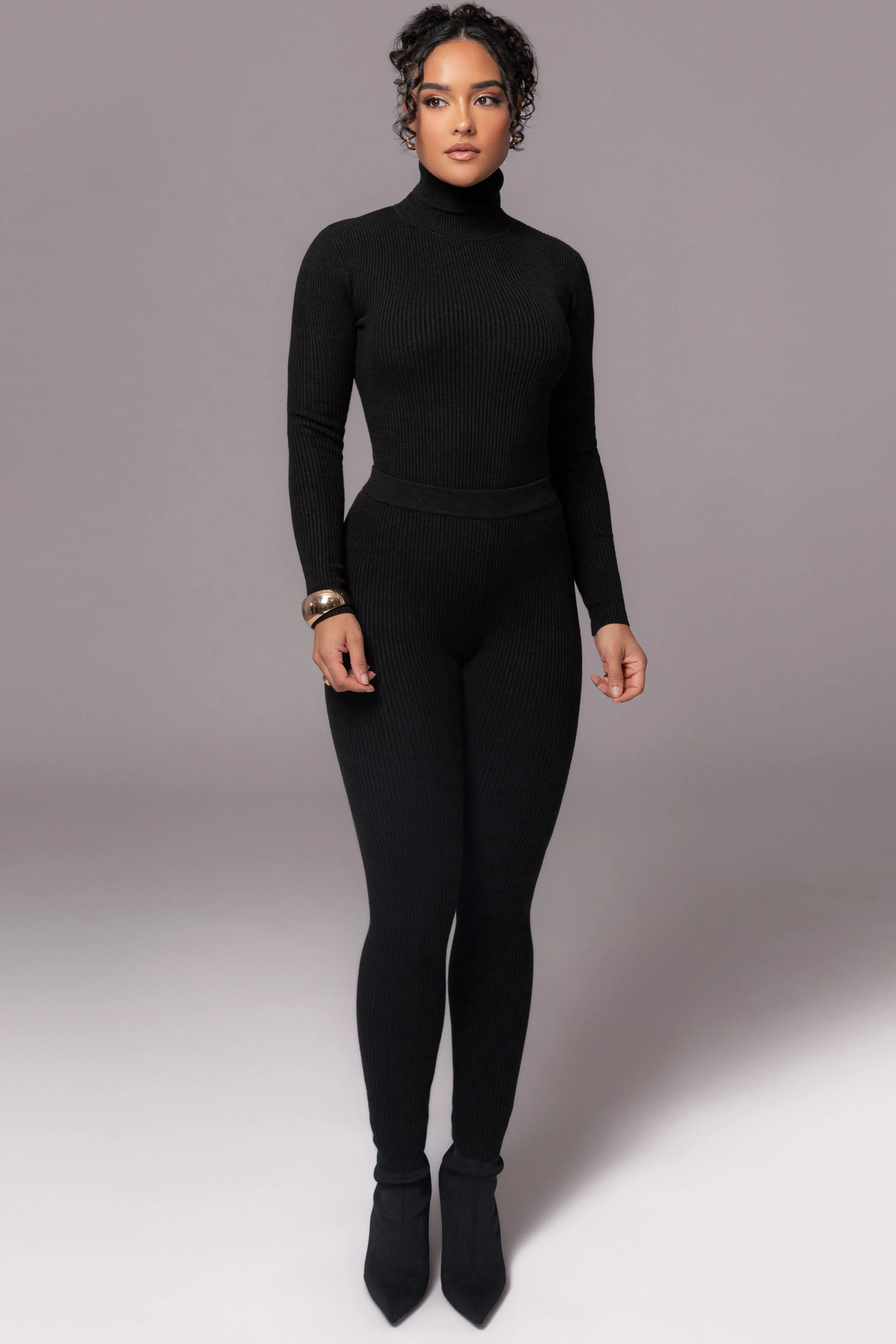 Black Naaya Ribbed Leggings