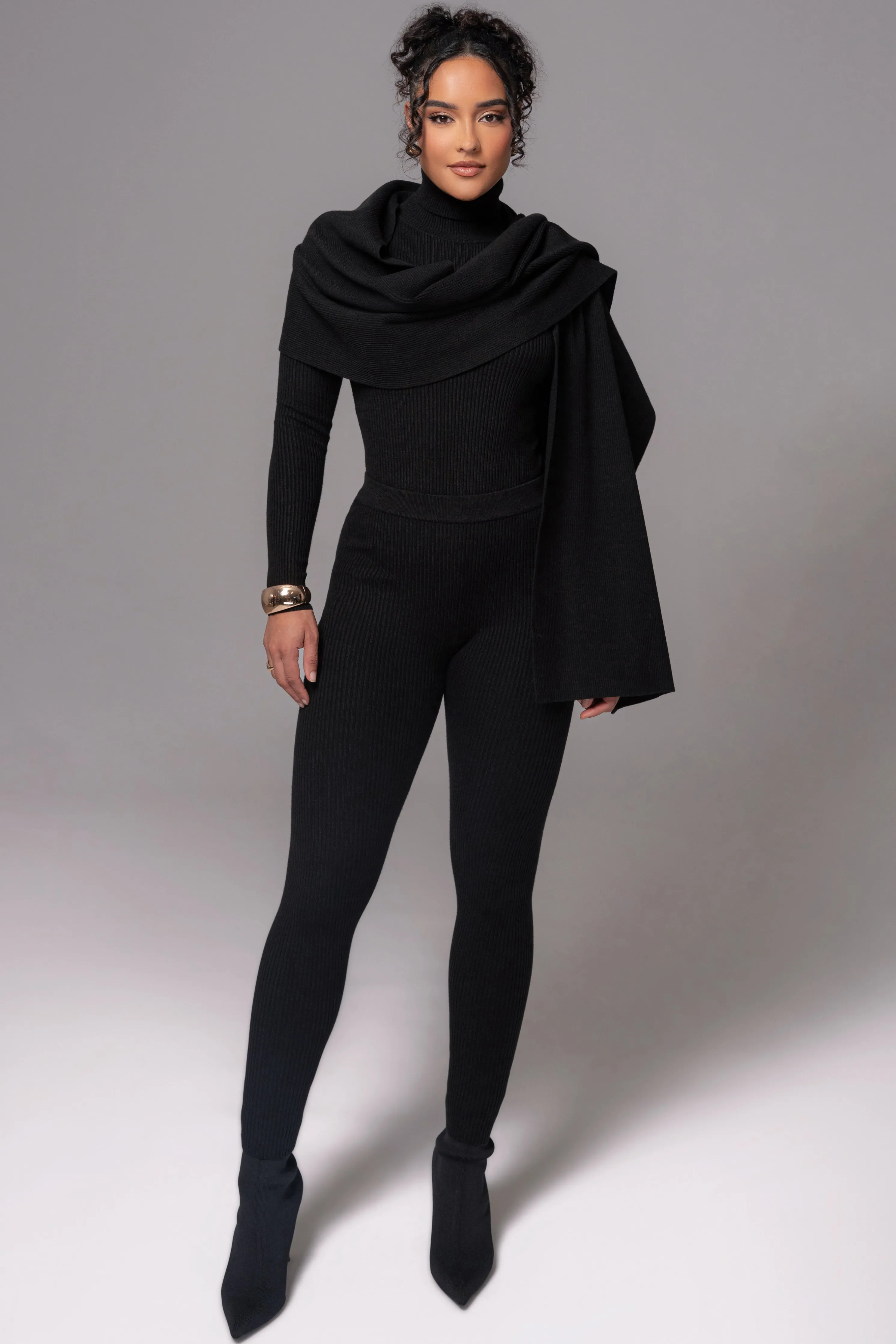 Black Naaya Ribbed Leggings