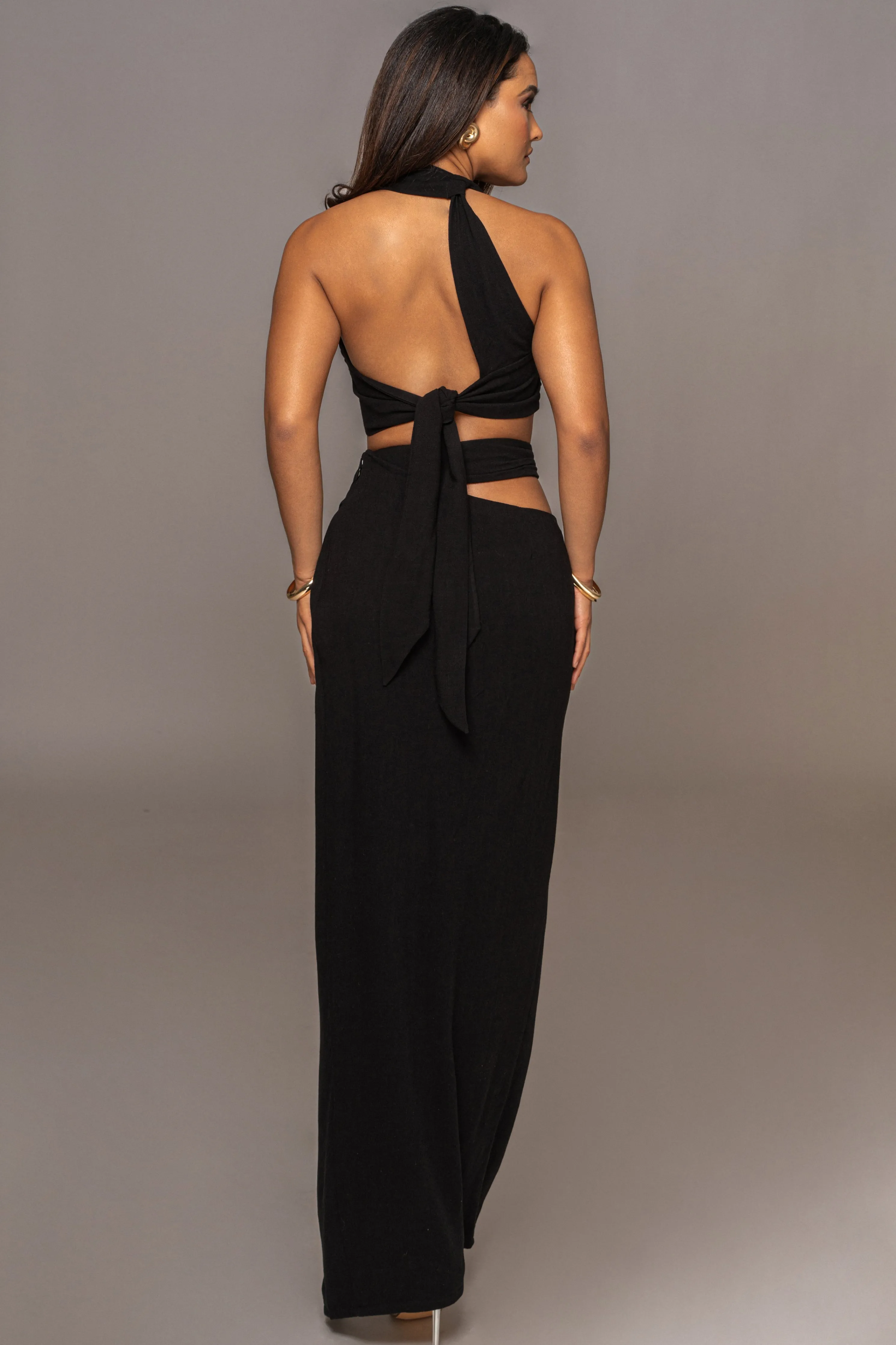 Black New Age Two Piece Skirt Set