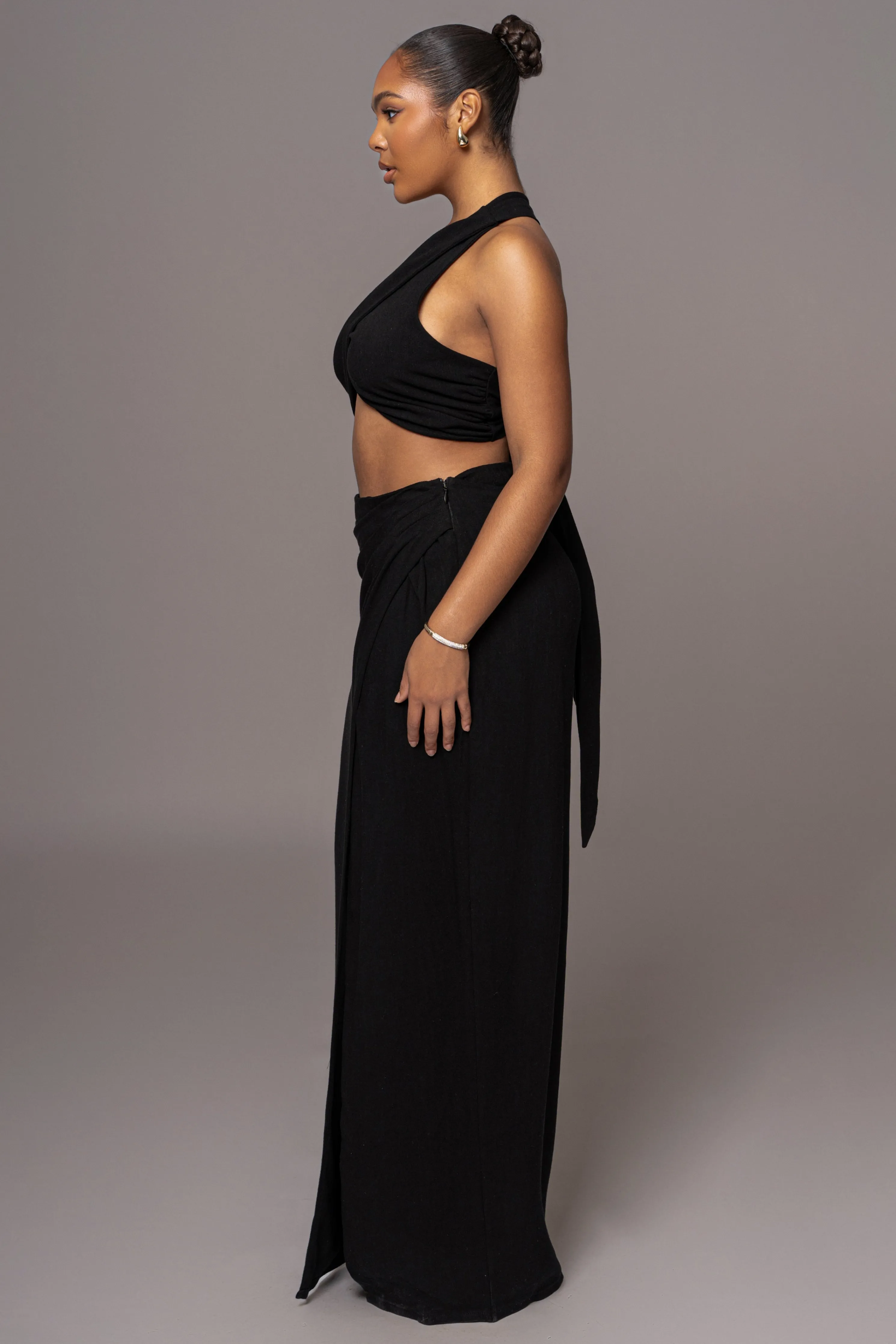 Black New Age Two Piece Skirt Set