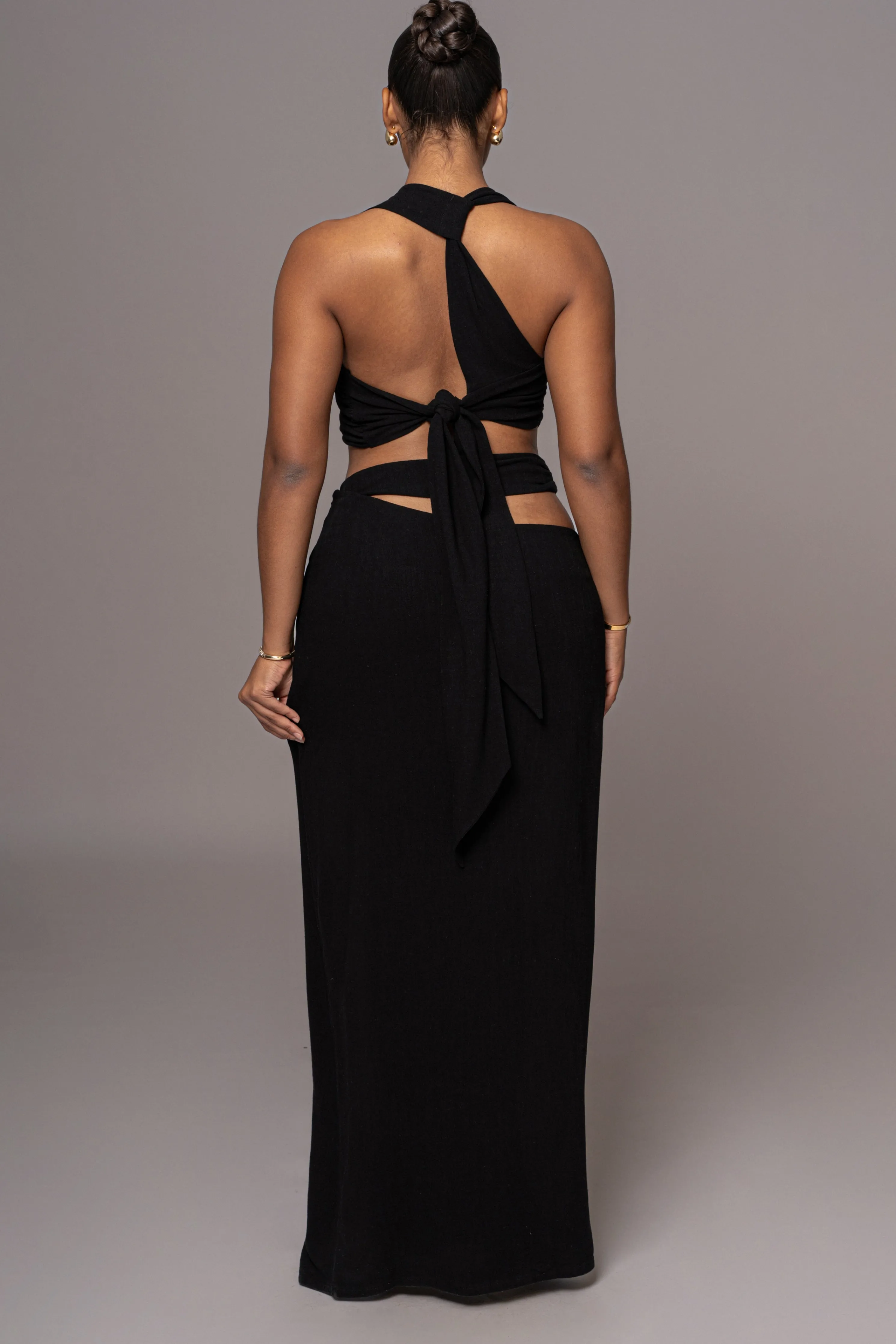 Black New Age Two Piece Skirt Set