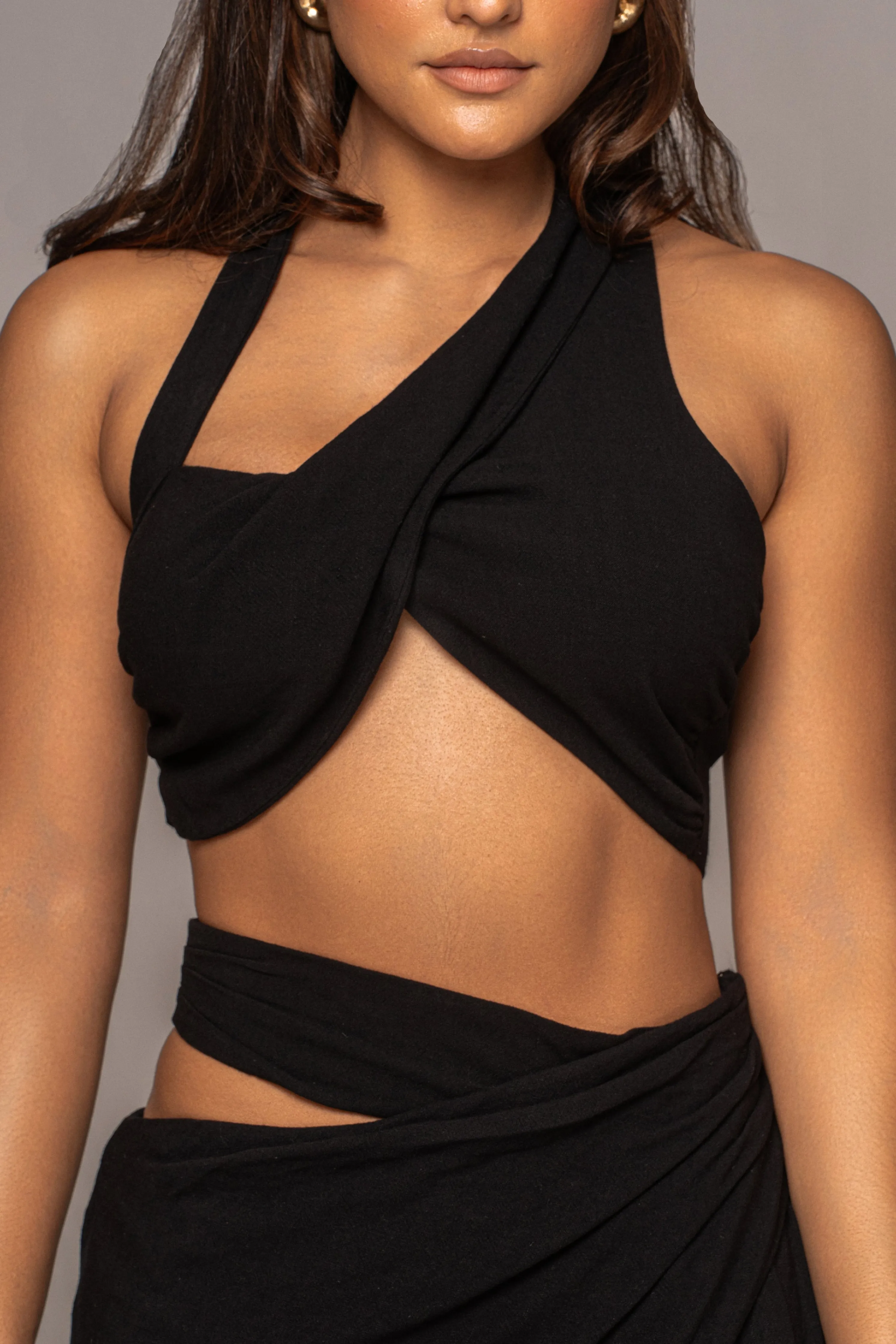 Black New Age Two Piece Skirt Set