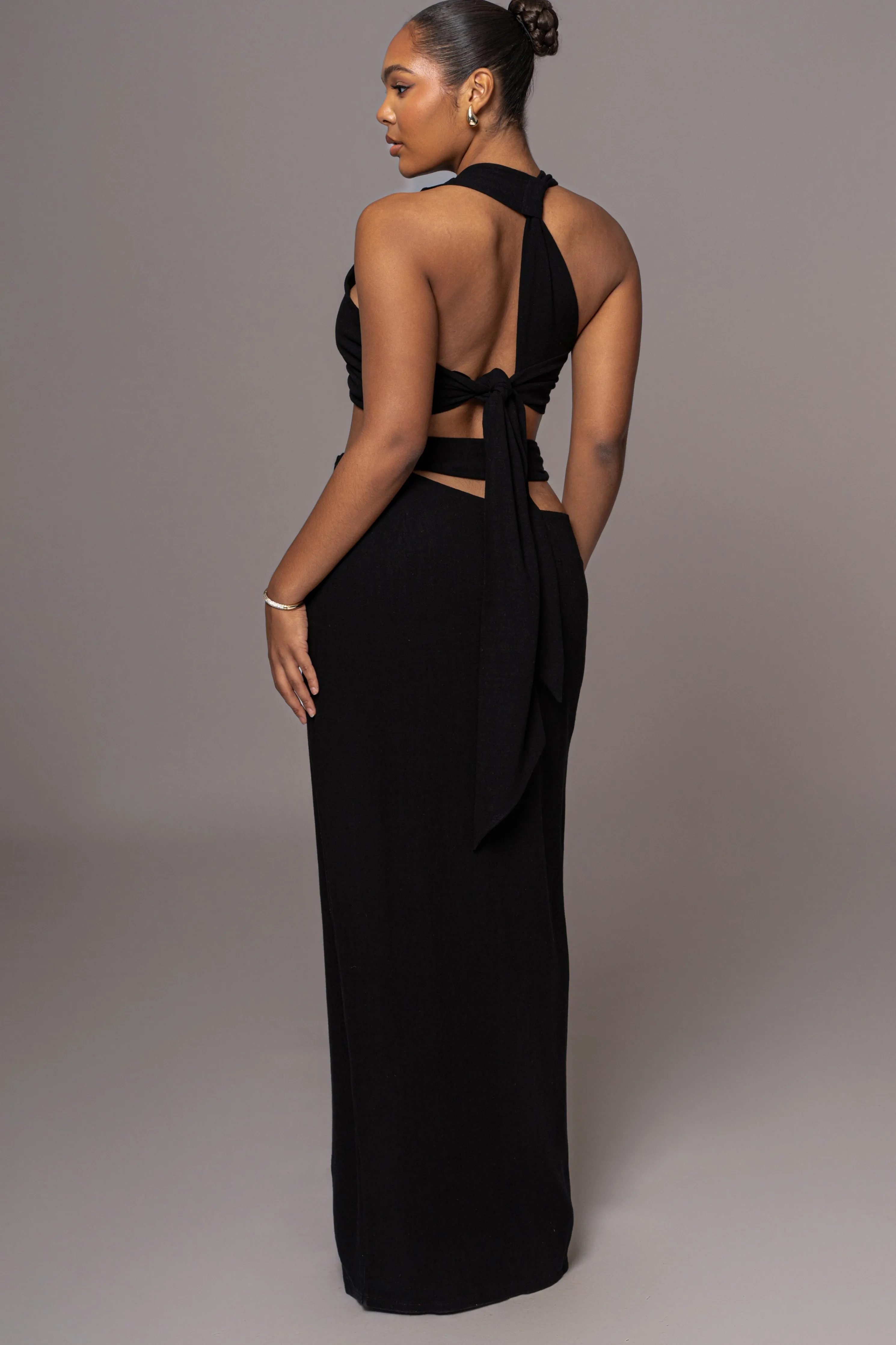 Black New Age Two Piece Skirt Set
