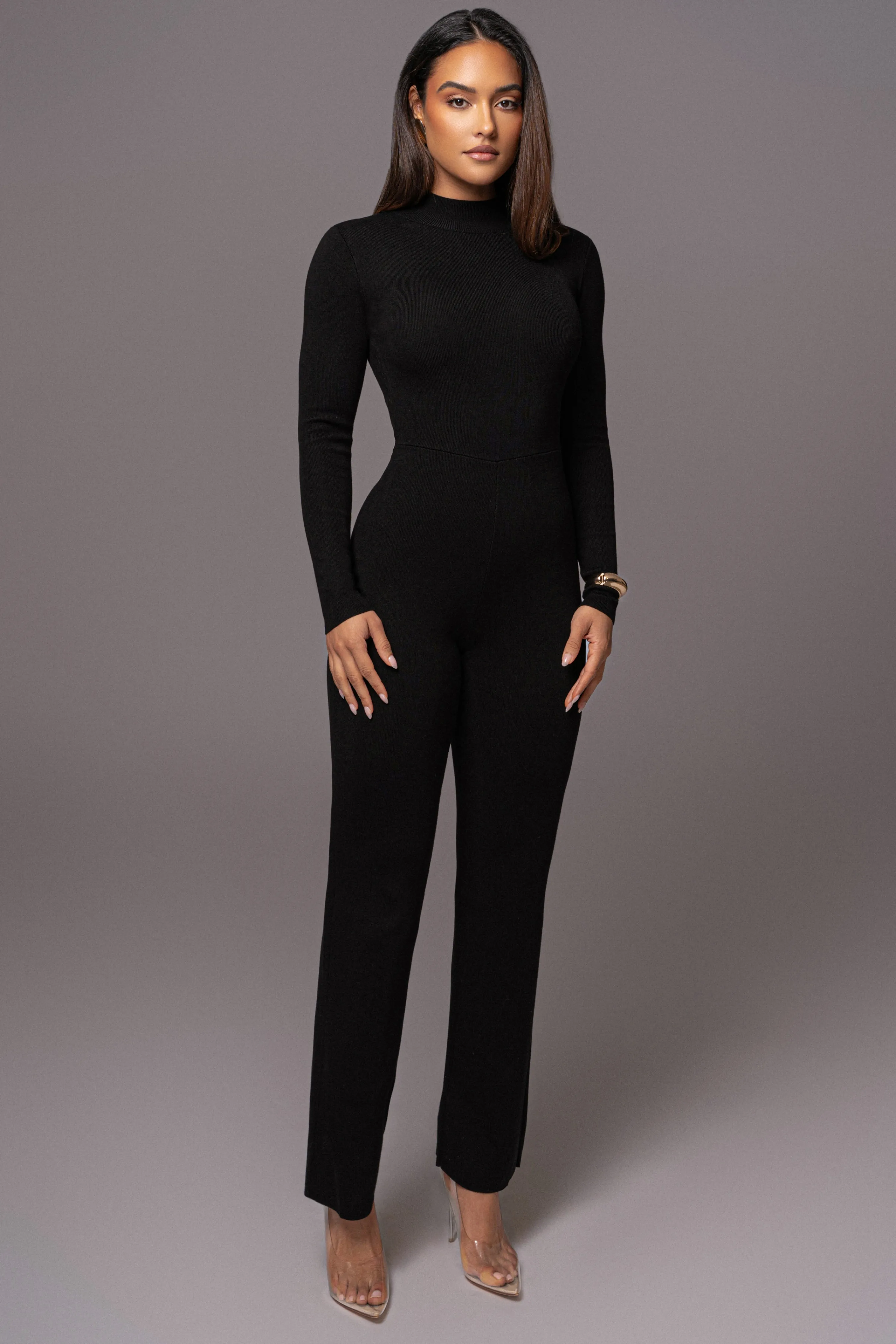 Black Noel Sweater Knit Jumpsuit