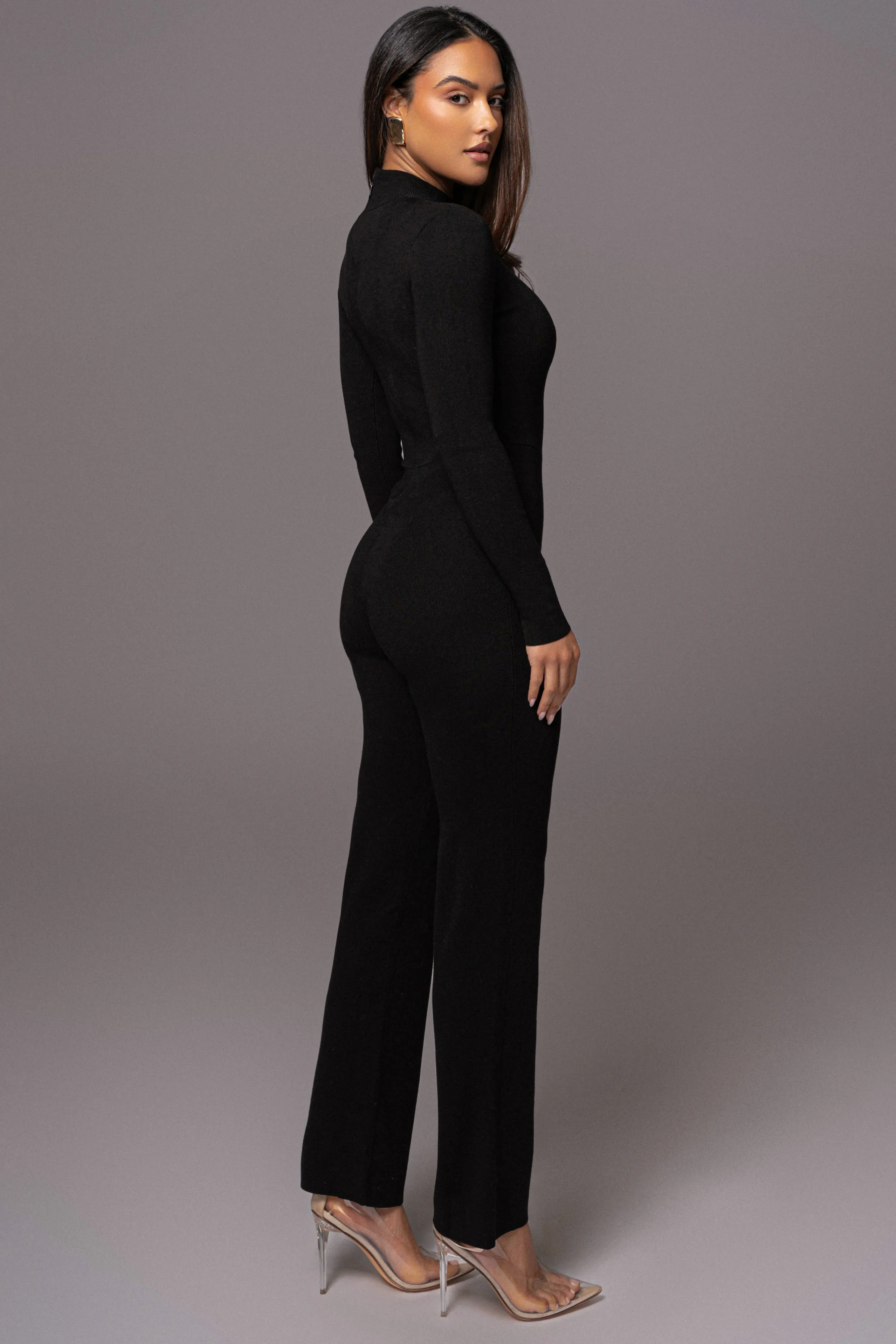 Black Noel Sweater Knit Jumpsuit