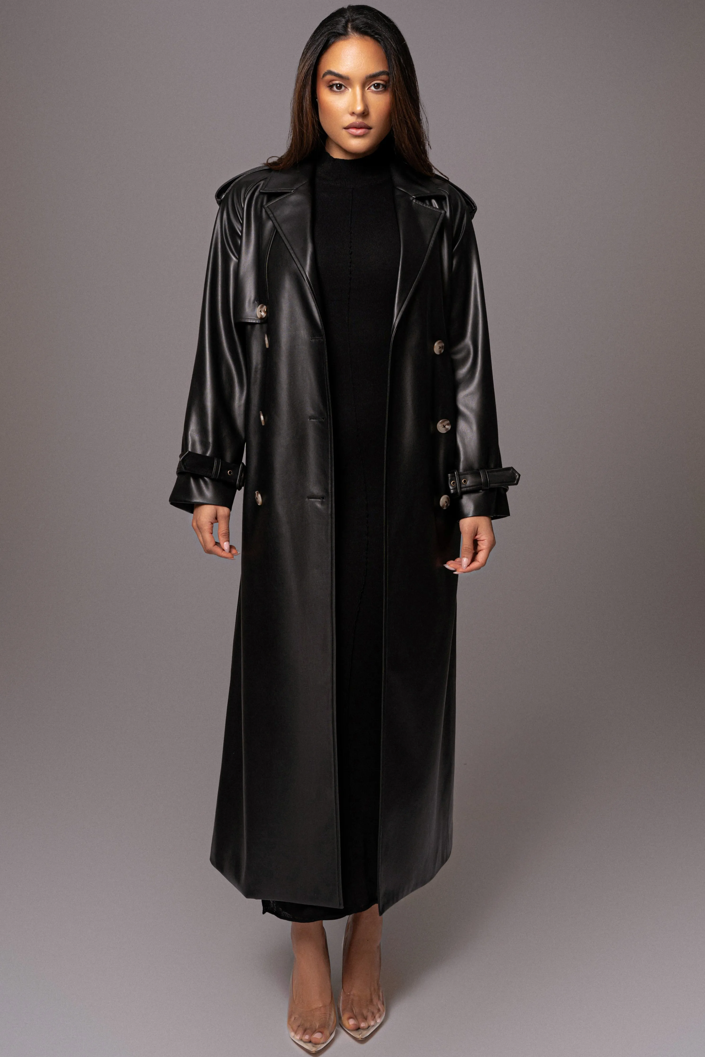 Black Odin Faux Leather Coat