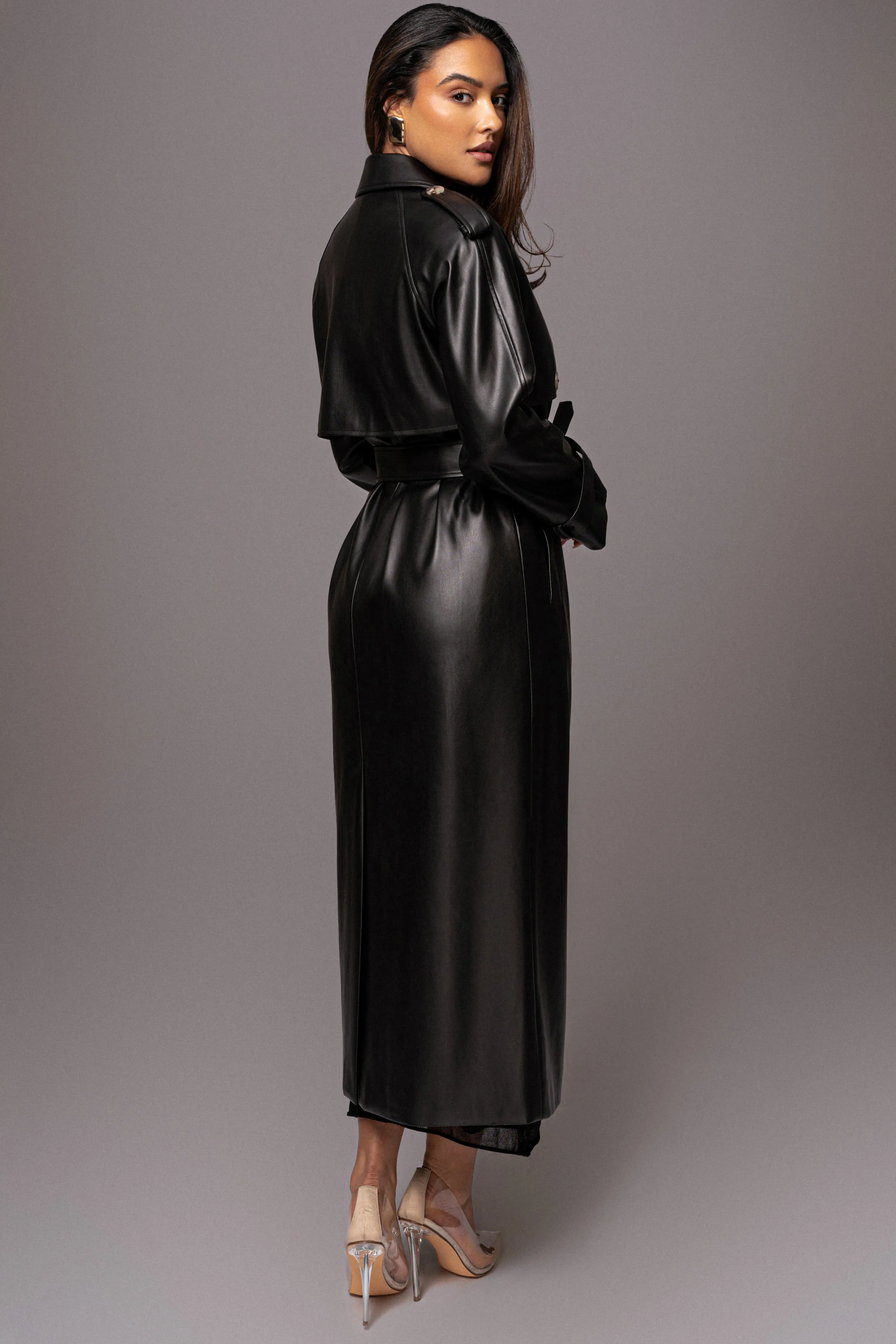 Black Odin Faux Leather Coat