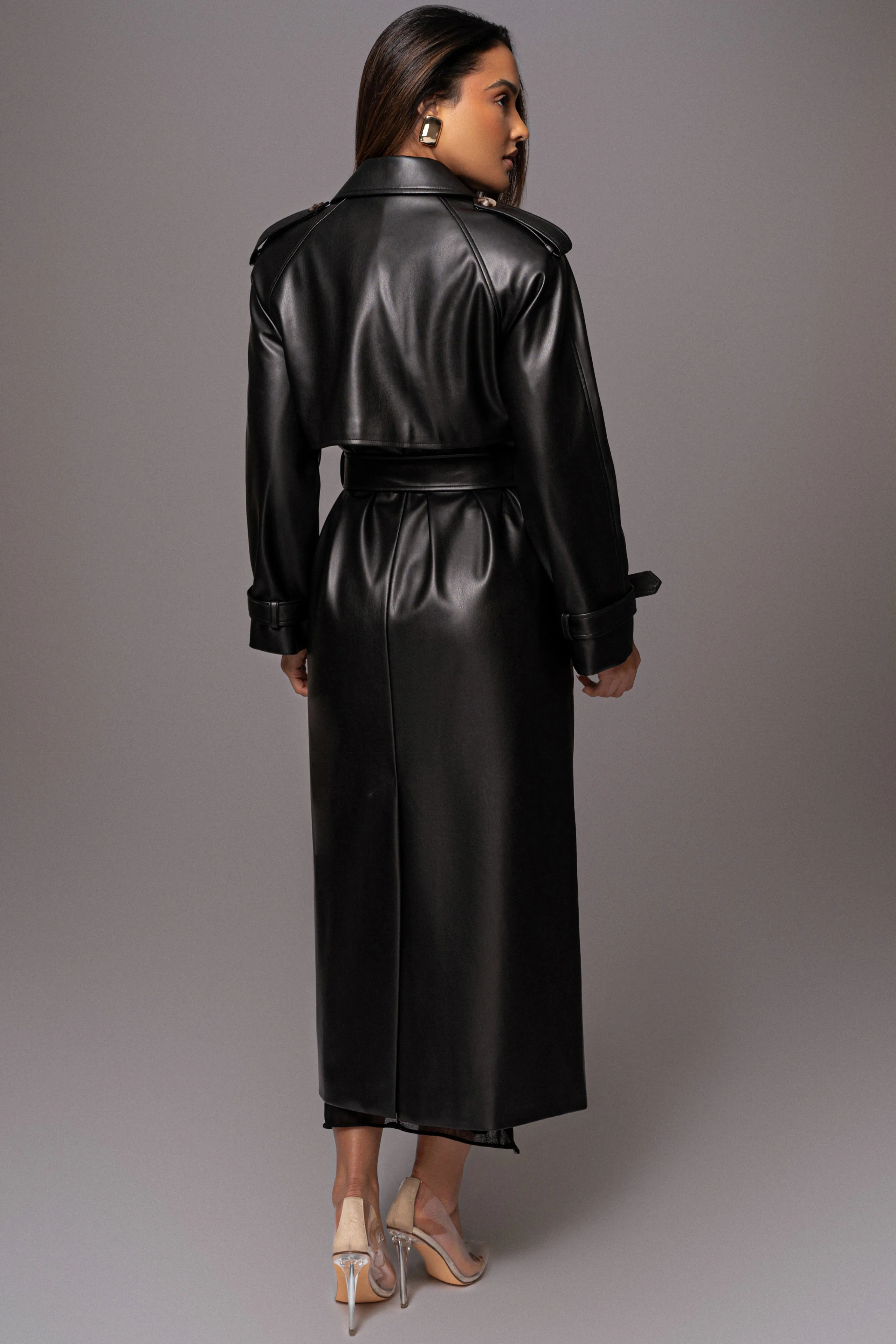 Black Odin Faux Leather Coat