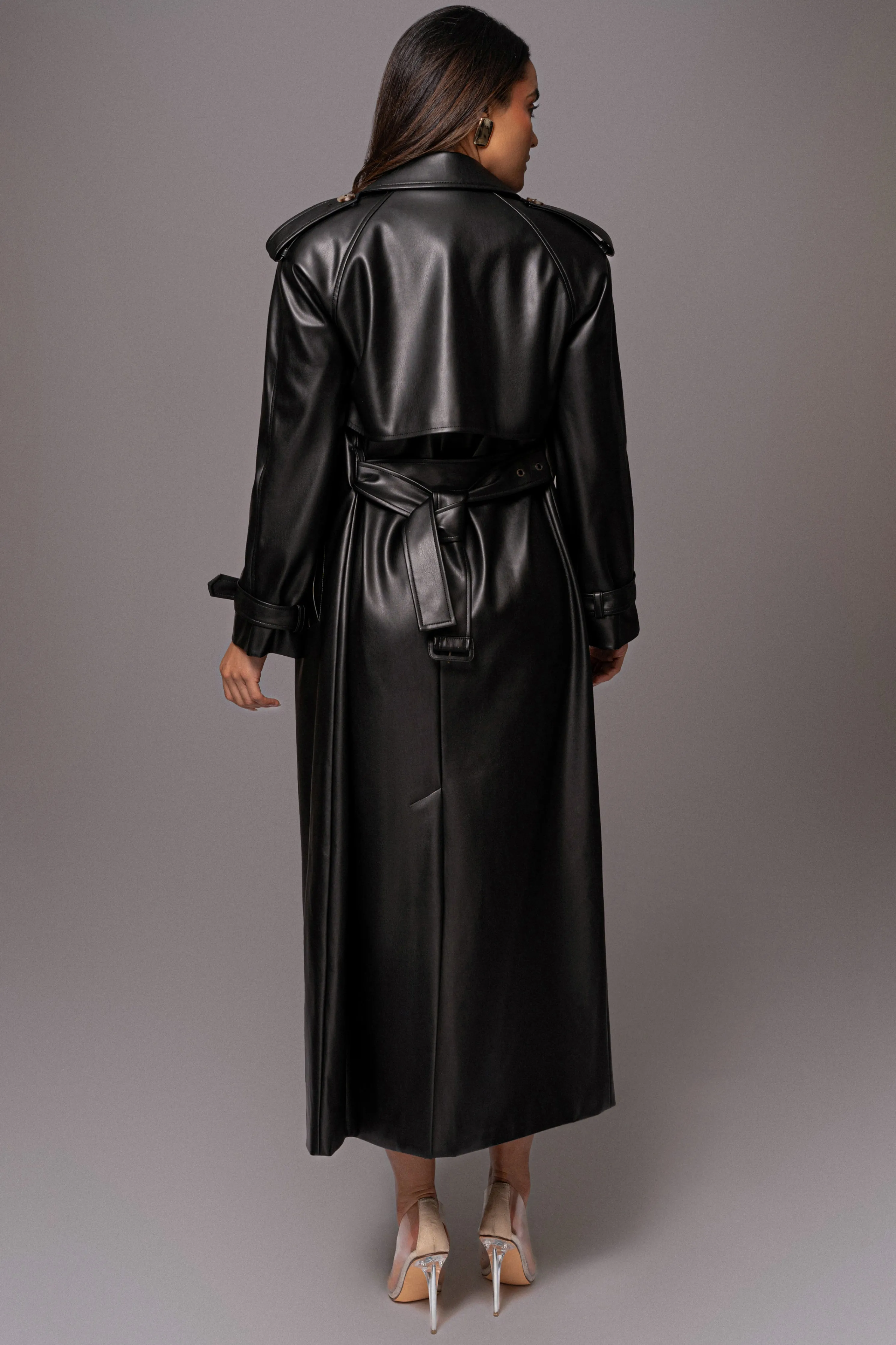 Black Odin Faux Leather Coat