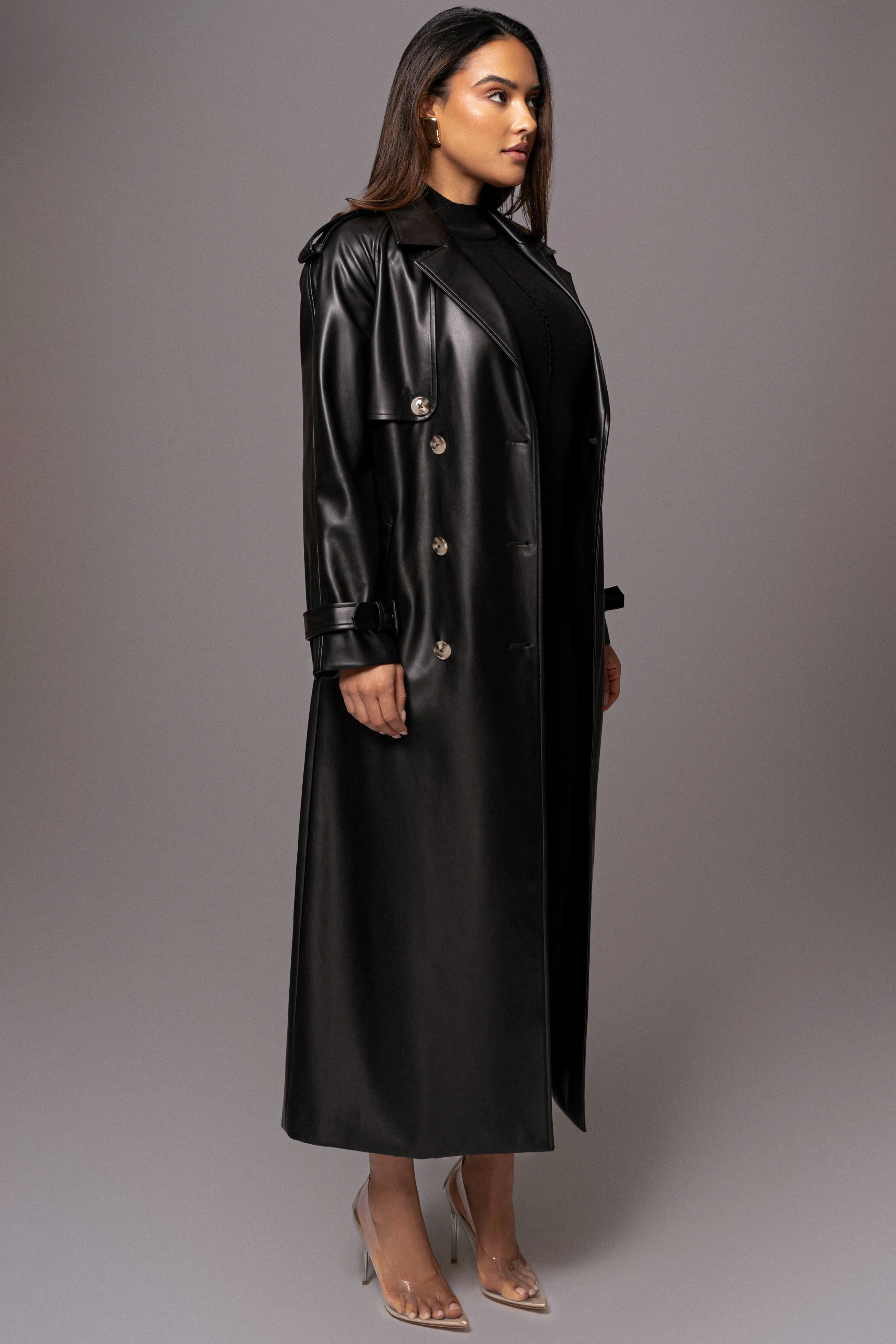 Black Odin Faux Leather Coat