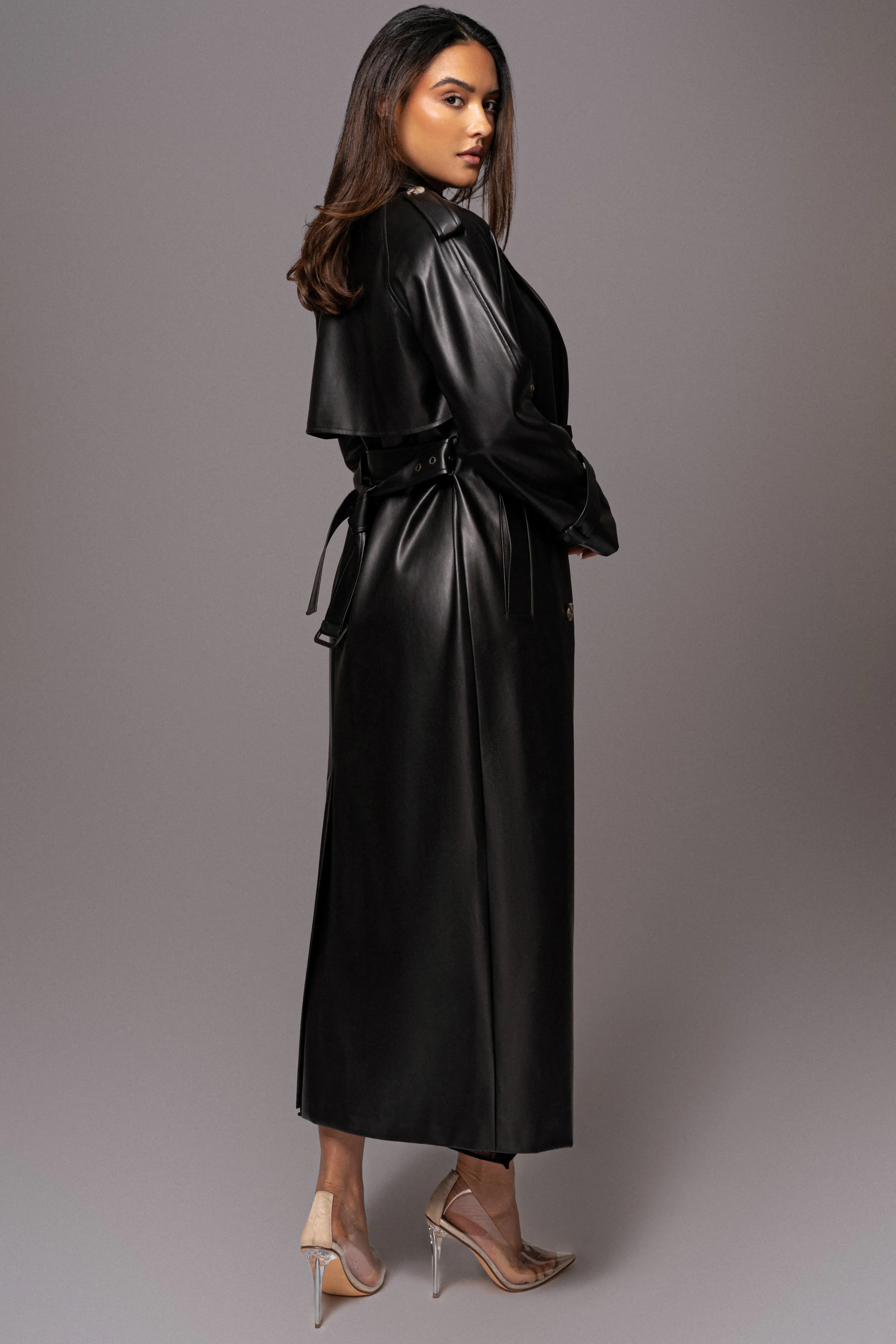 Black Odin Faux Leather Coat