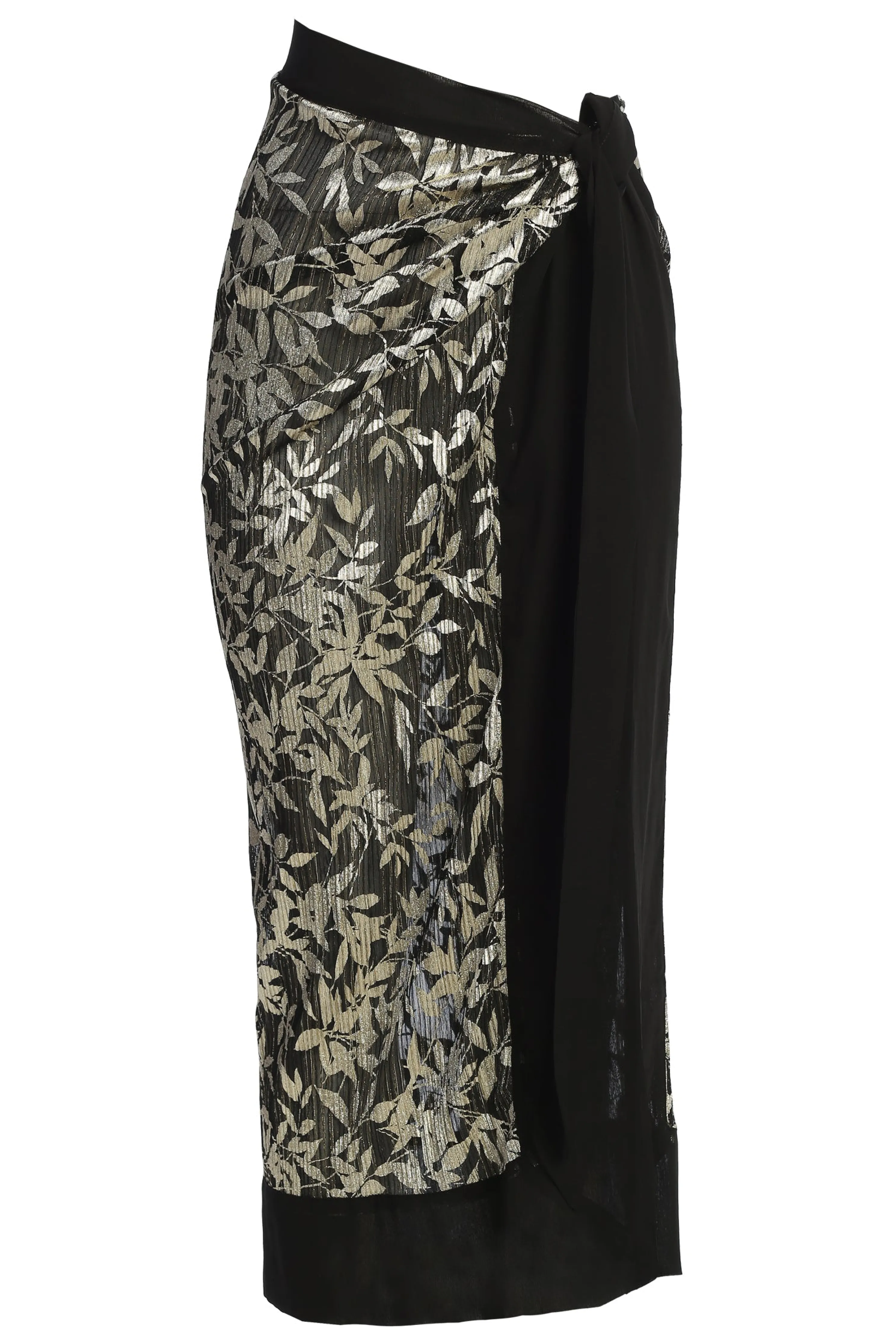 Black Positano Printed Sarong Skirt