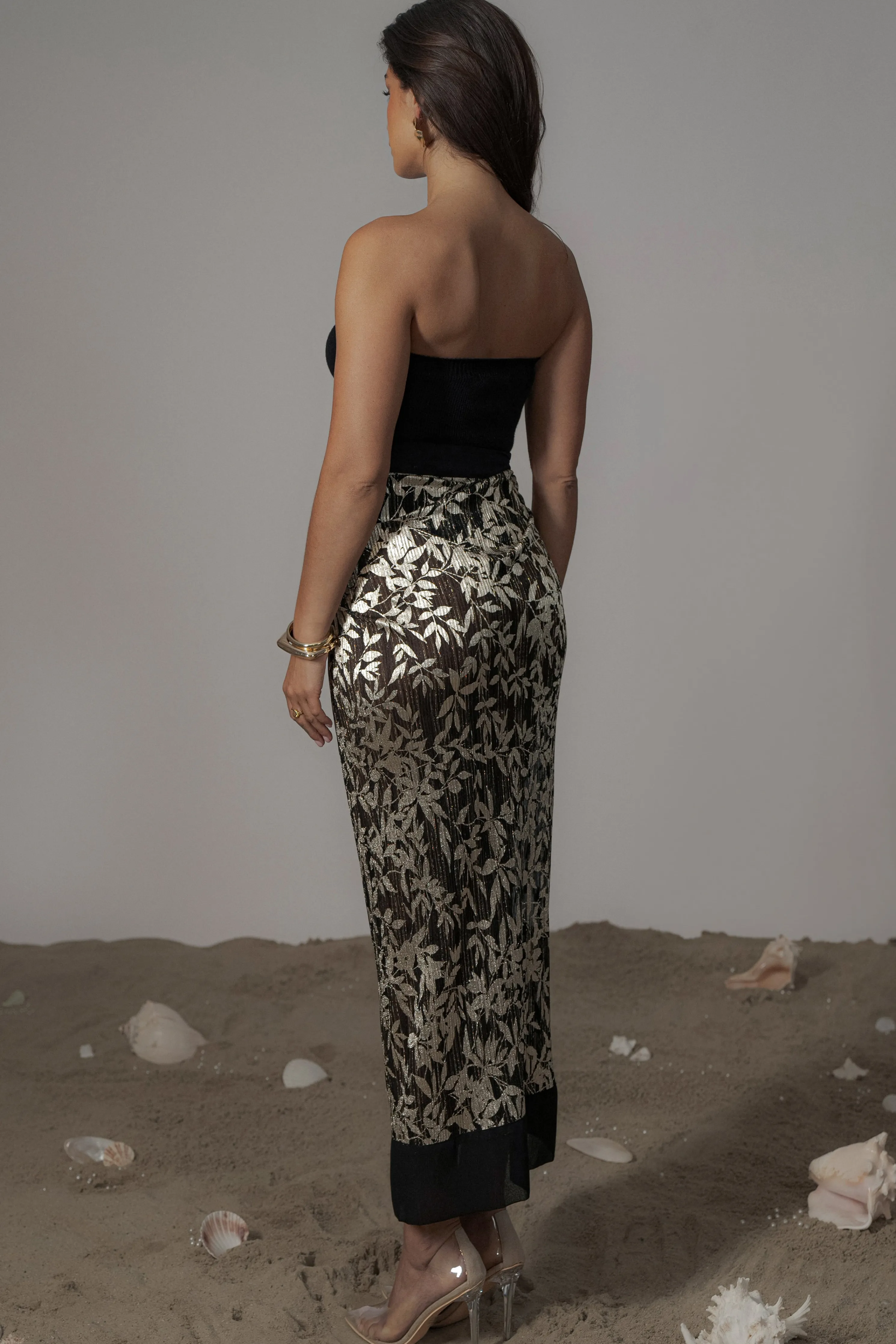 Black Positano Printed Sarong Skirt