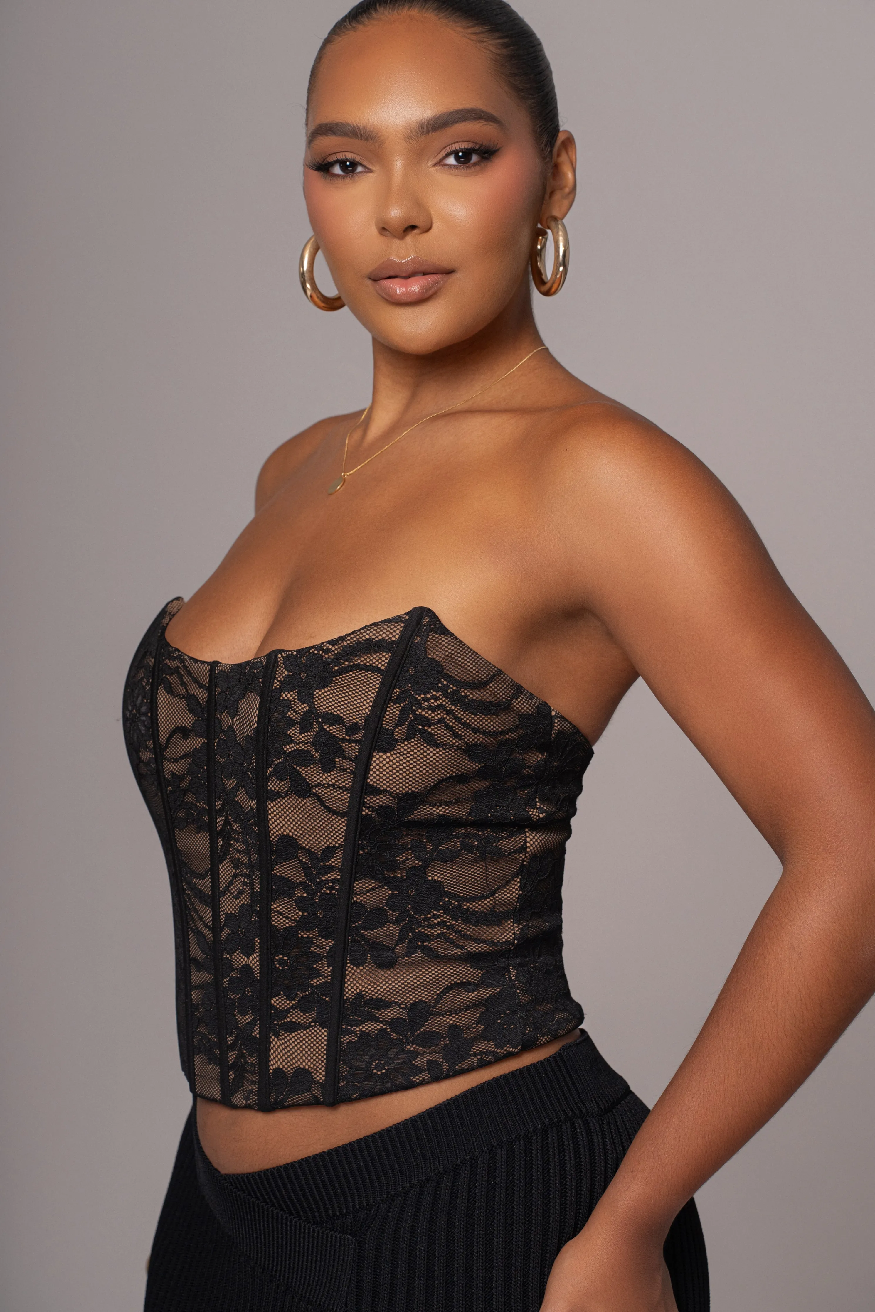 Black Rosemere Lace Top