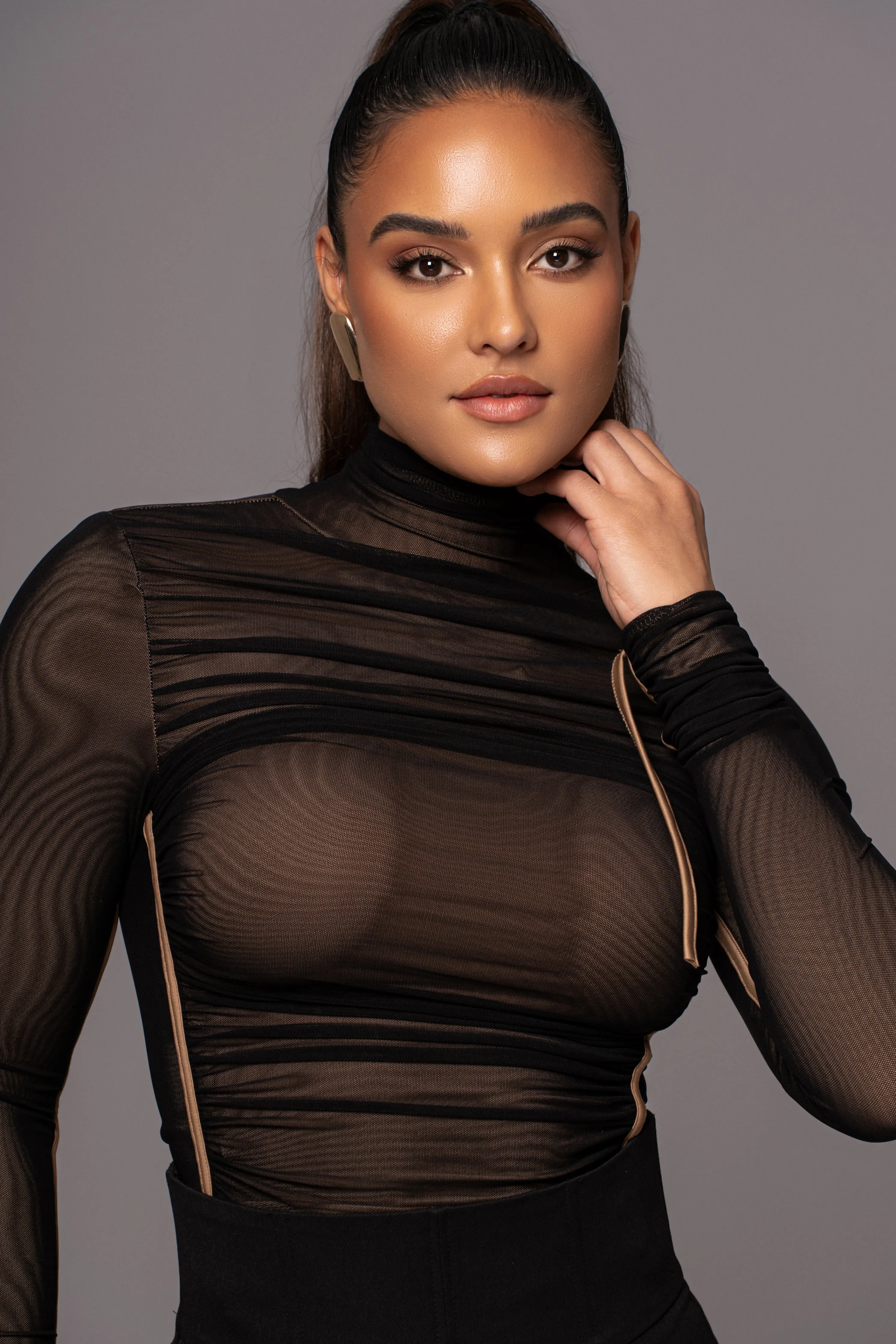 Black Santiana Turtleneck Top