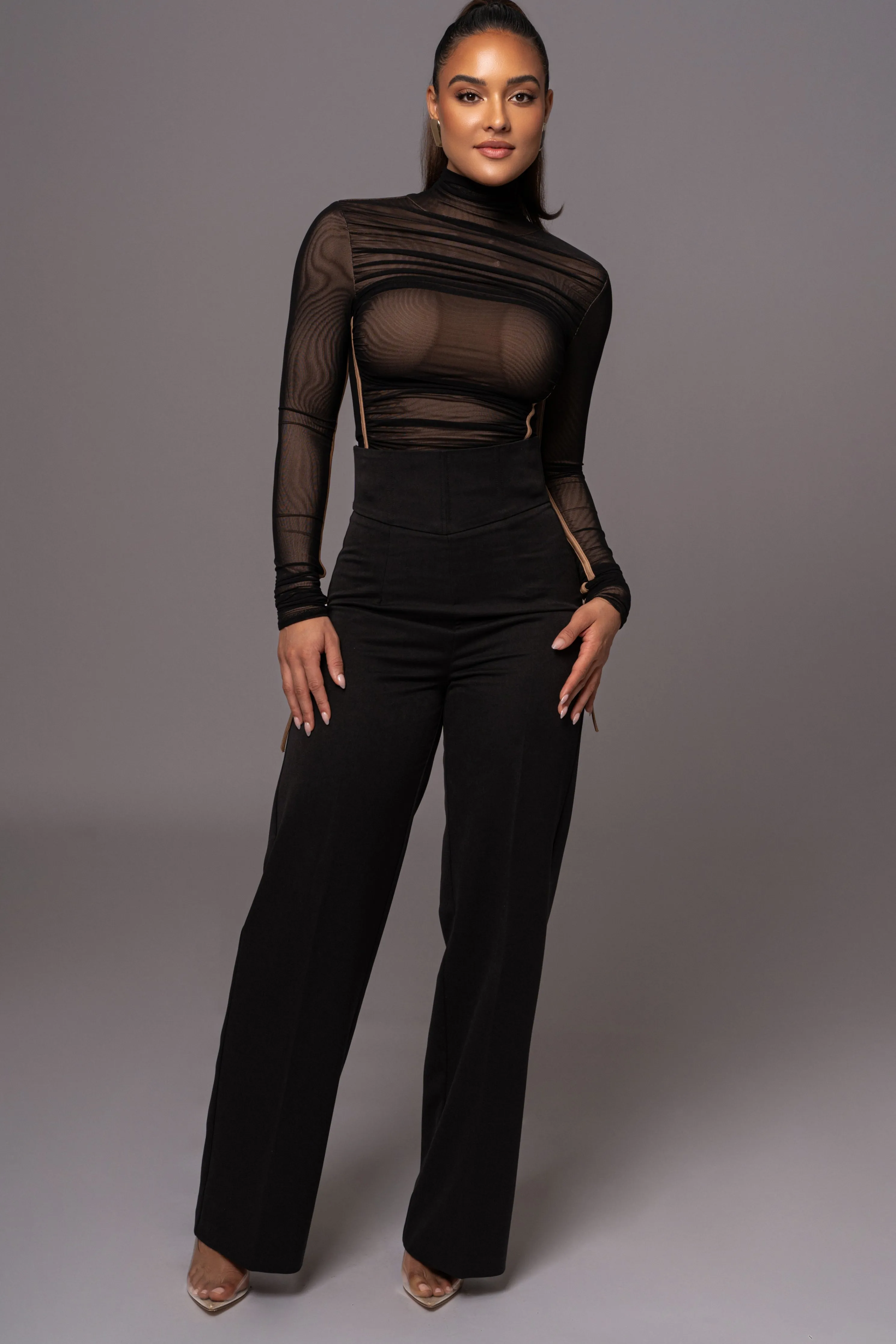 Black Santiana Turtleneck Top