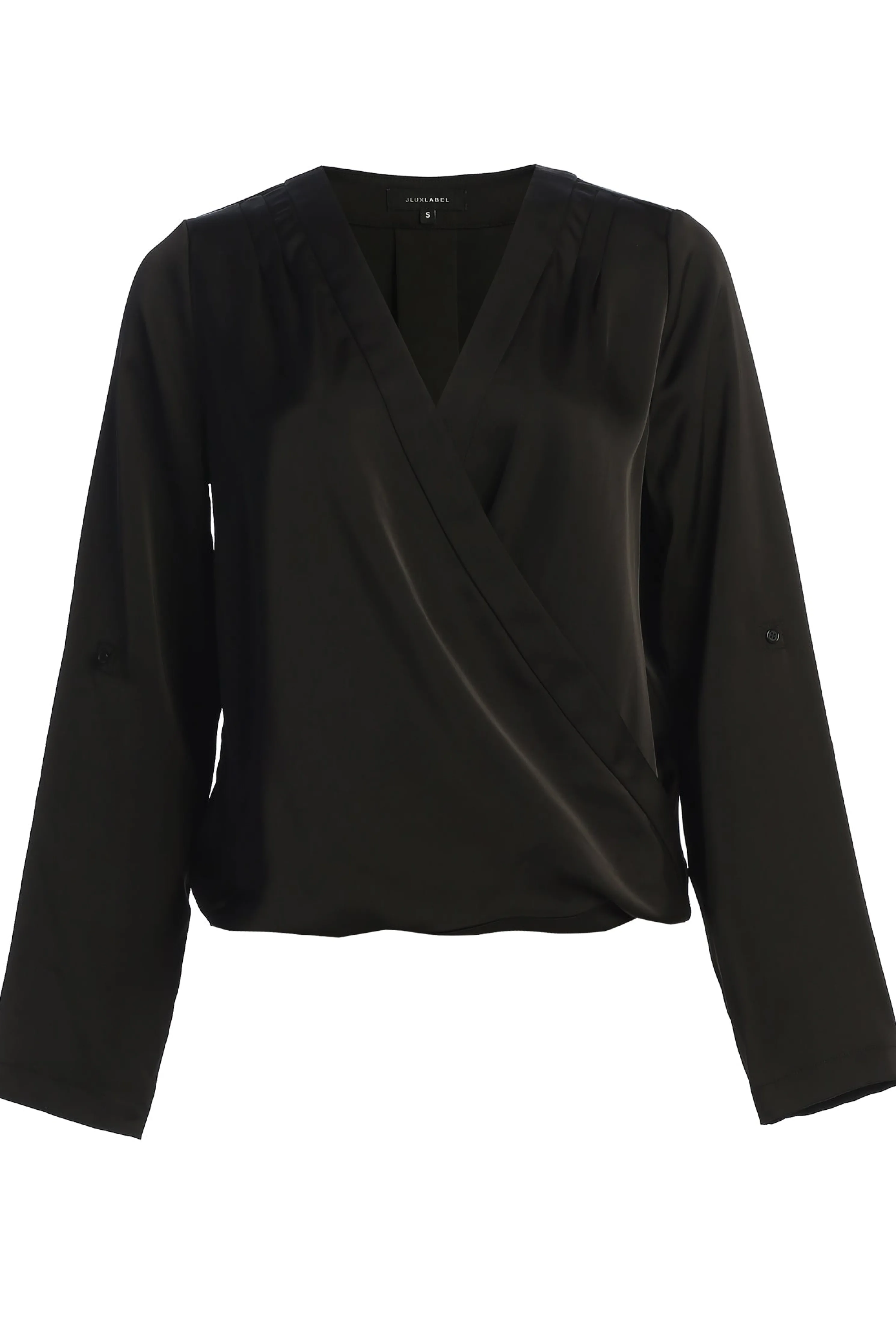 Black Satin Draped Top