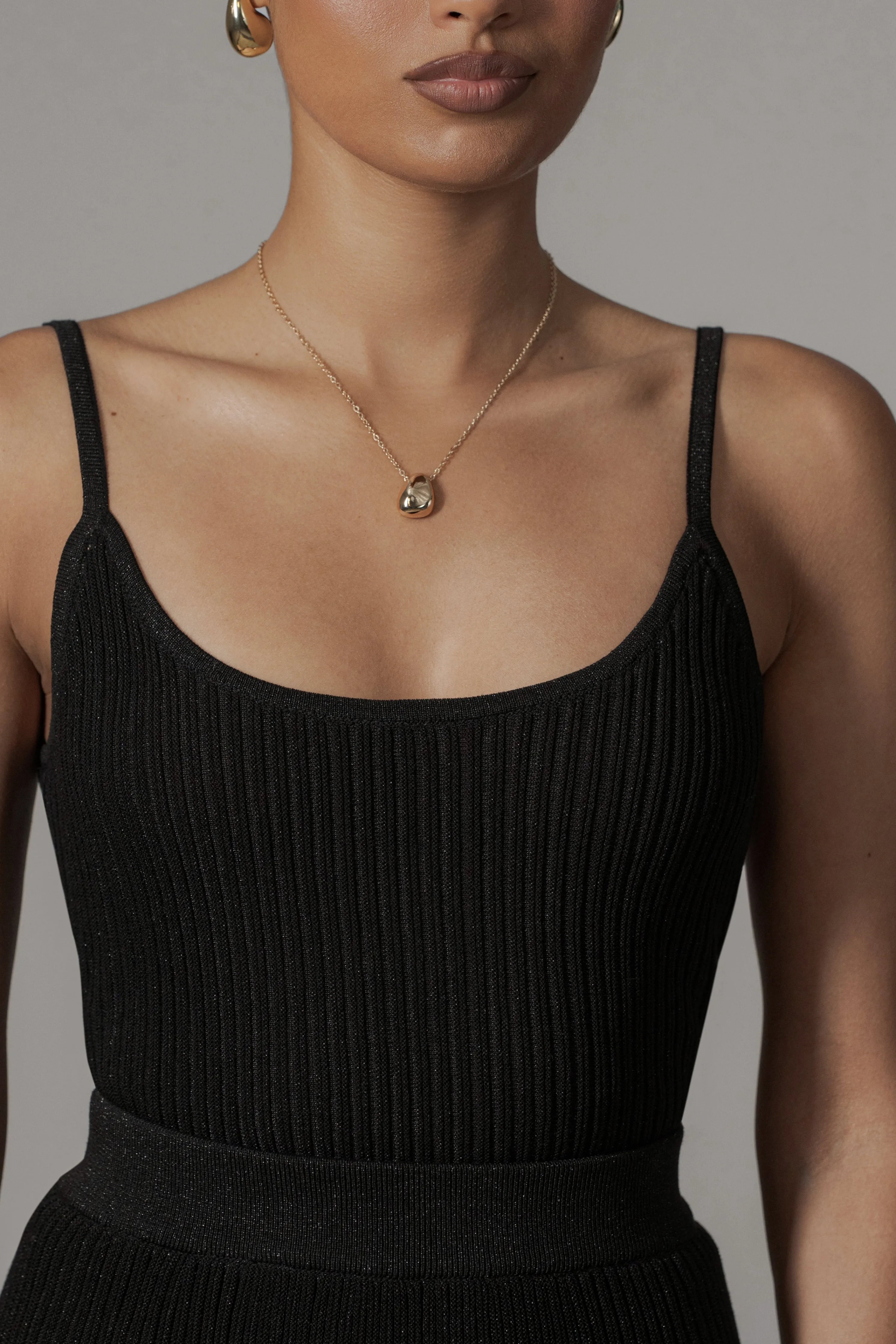 Black Serena Ribbed Skirt Set