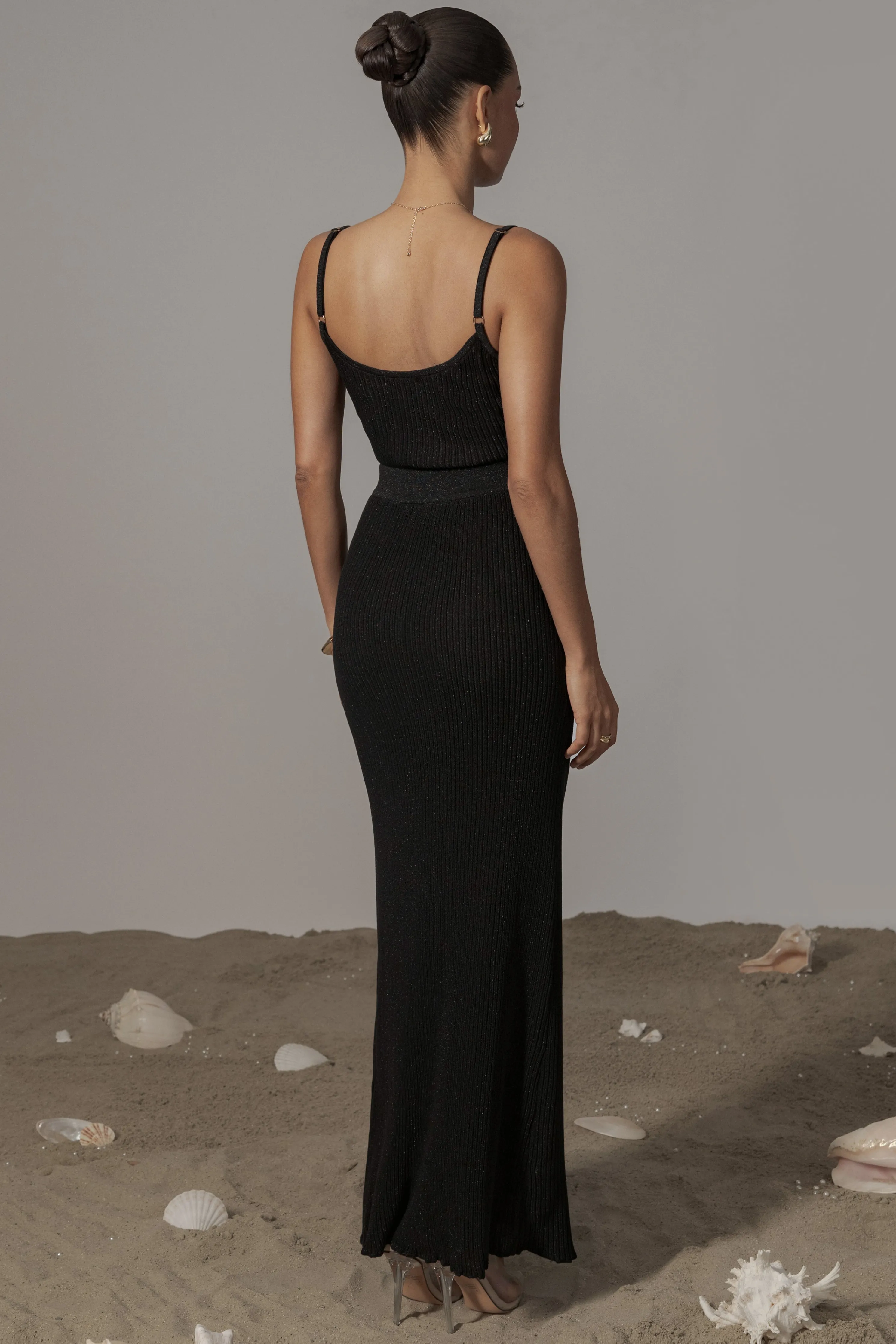 Black Serena Ribbed Skirt Set