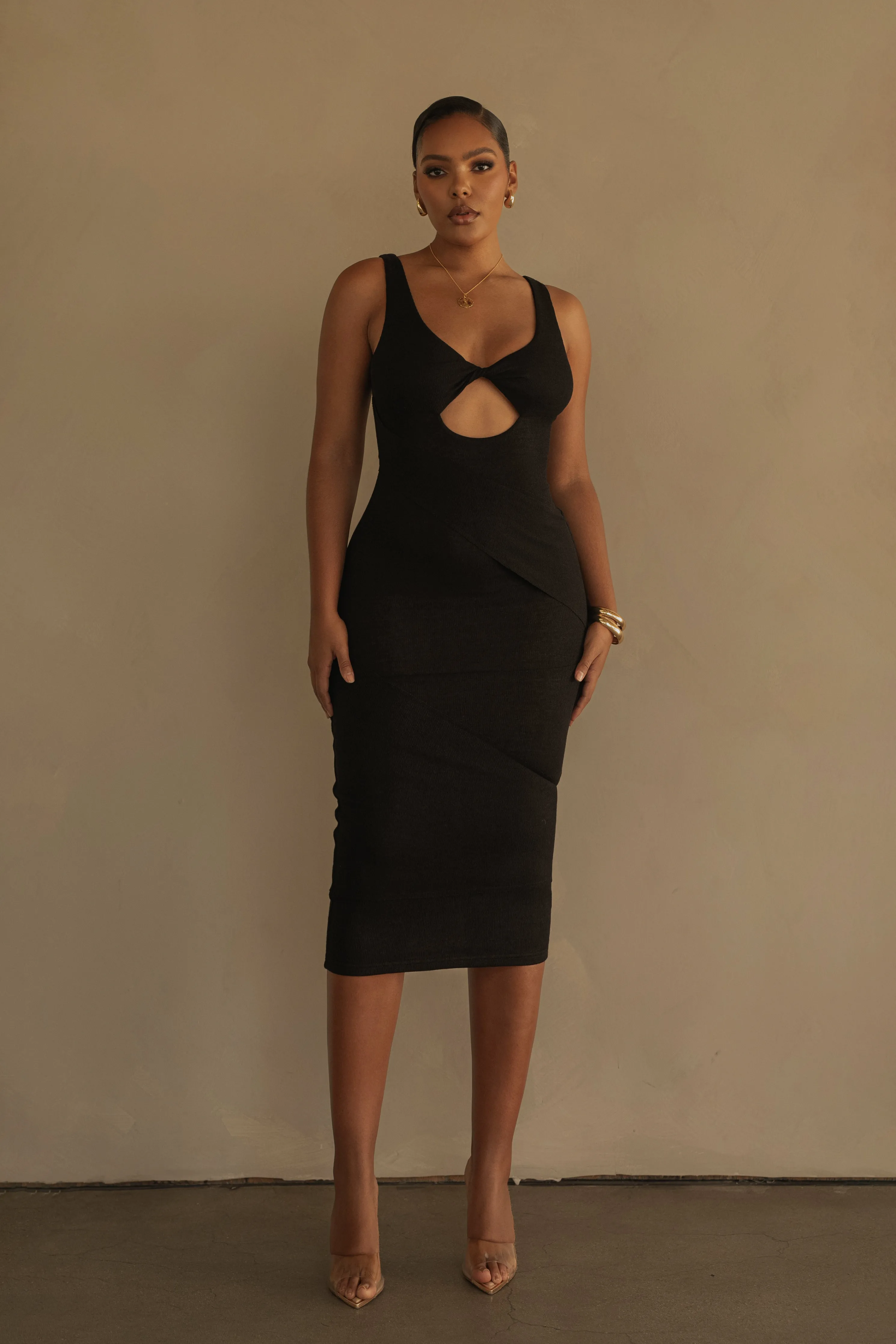Black Shift Of Feelings Midi Dress