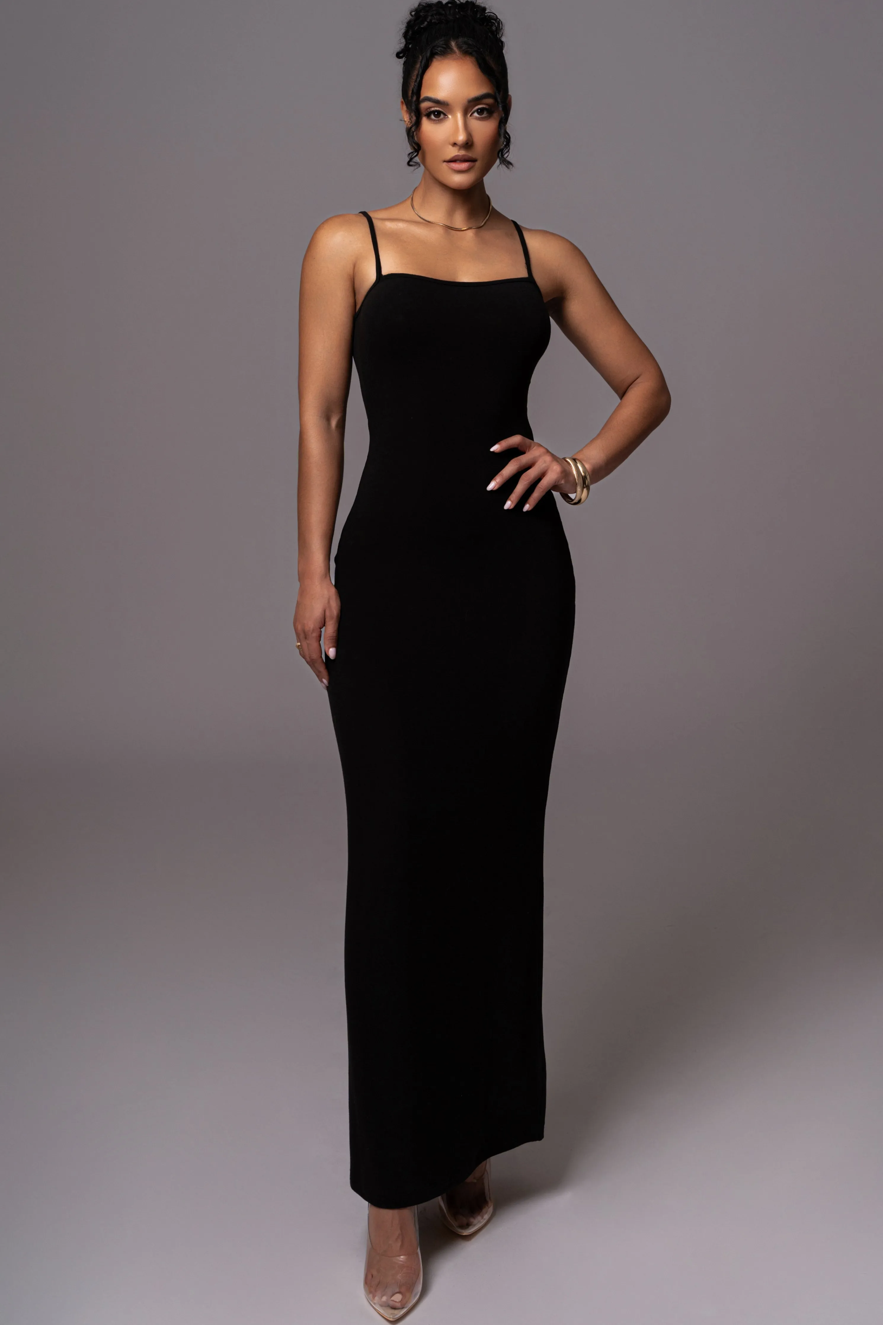 Black Smooth Simplicity Maxi Dress