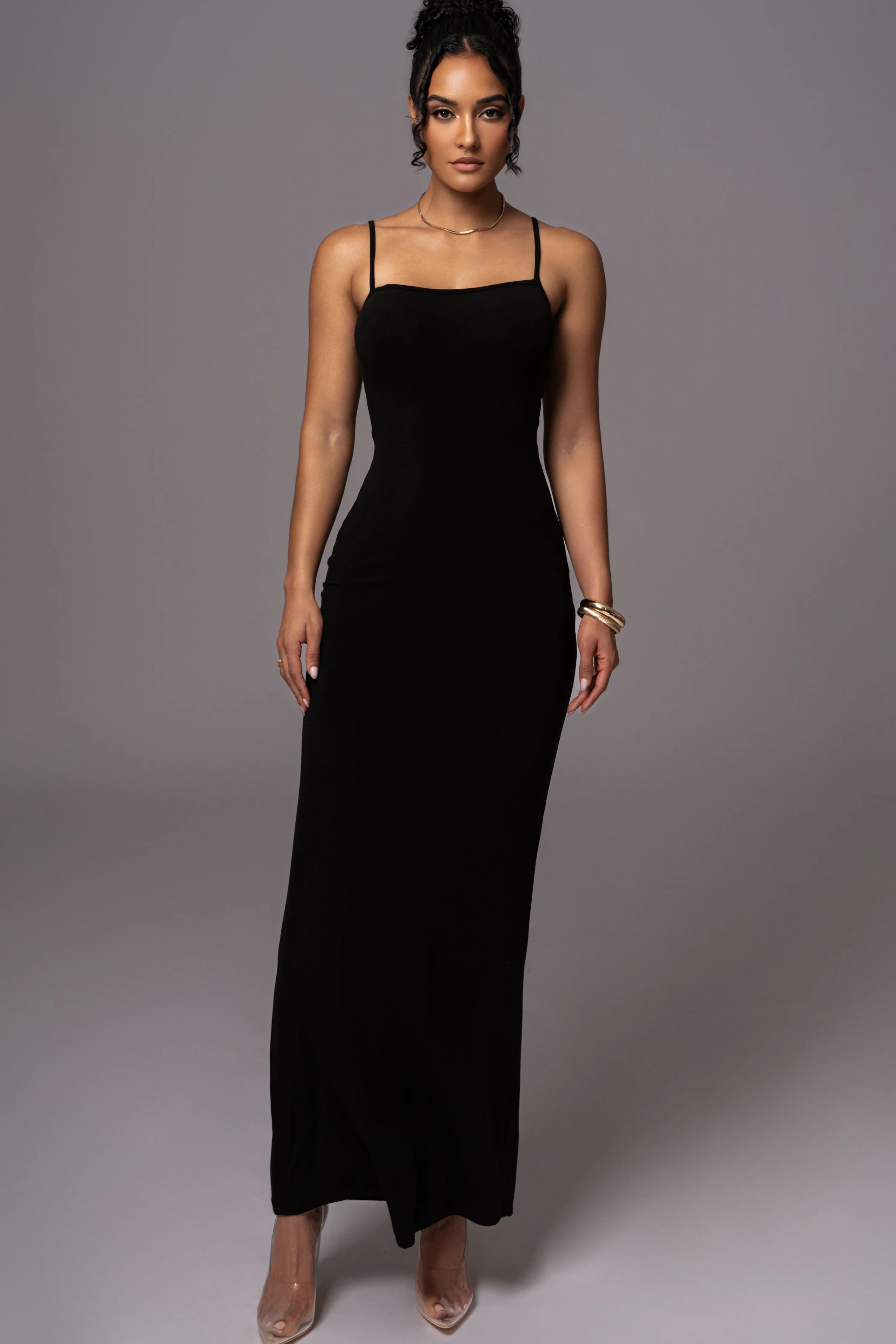 Black Smooth Simplicity Maxi Dress