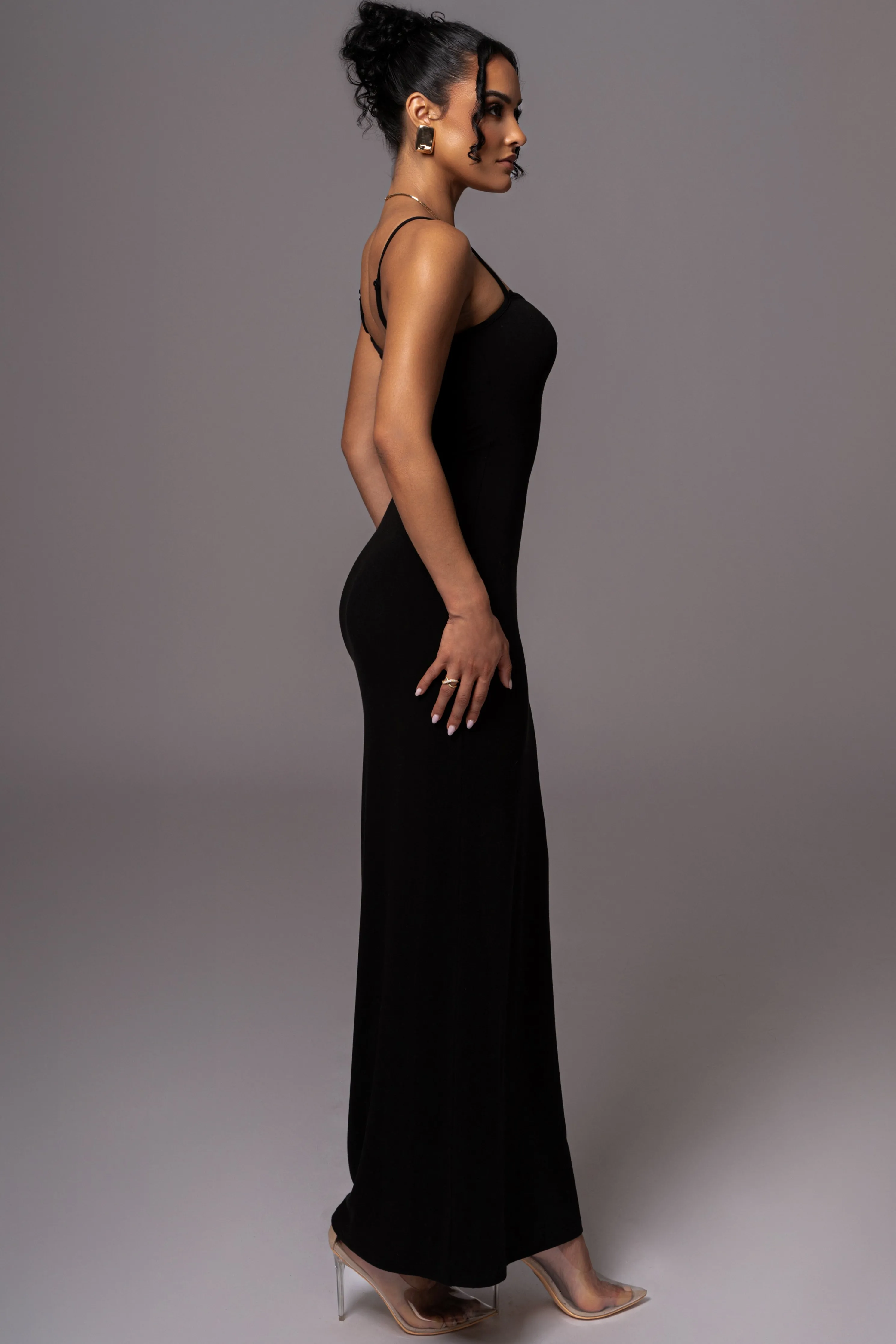 Black Smooth Simplicity Maxi Dress