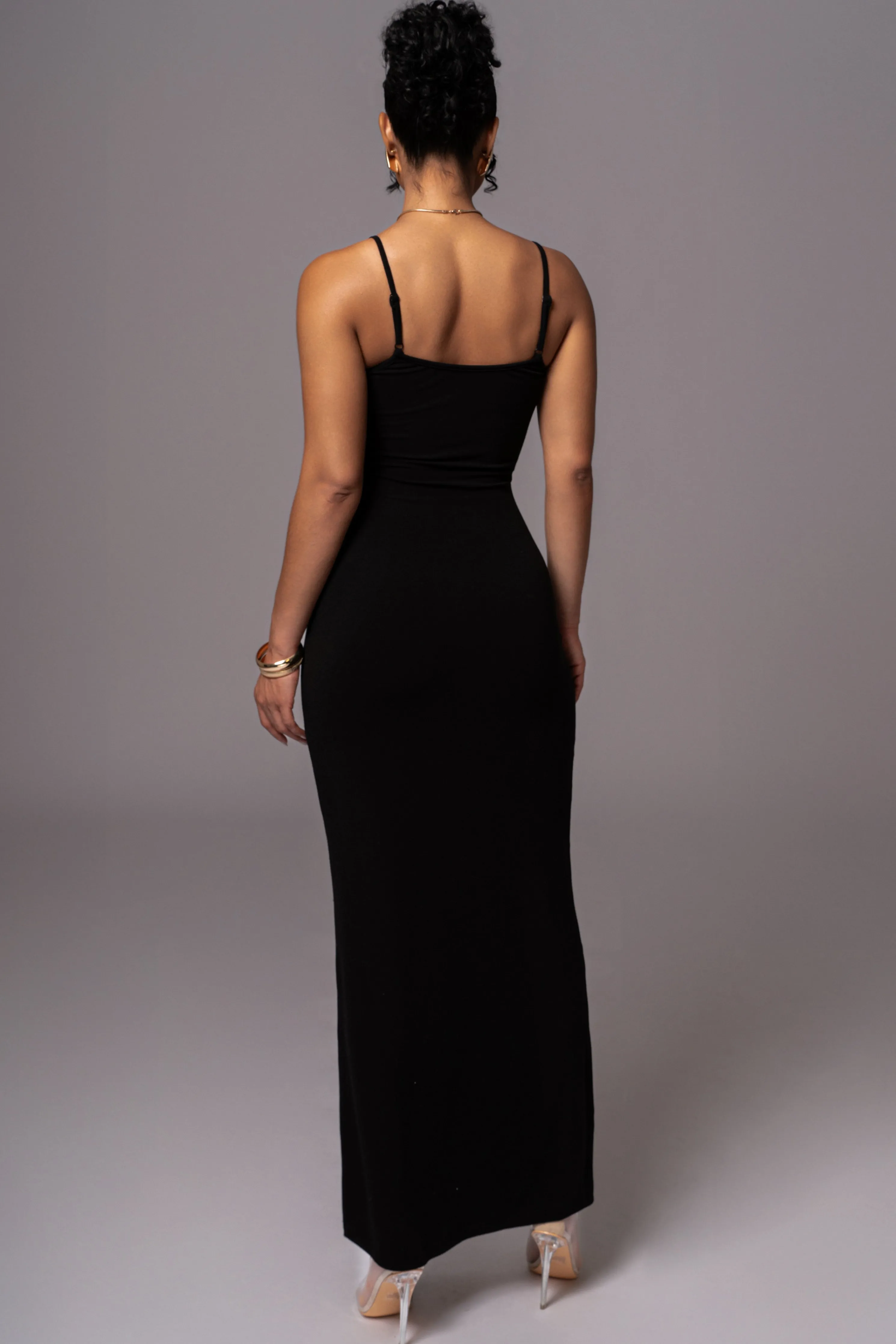 Black Smooth Simplicity Maxi Dress