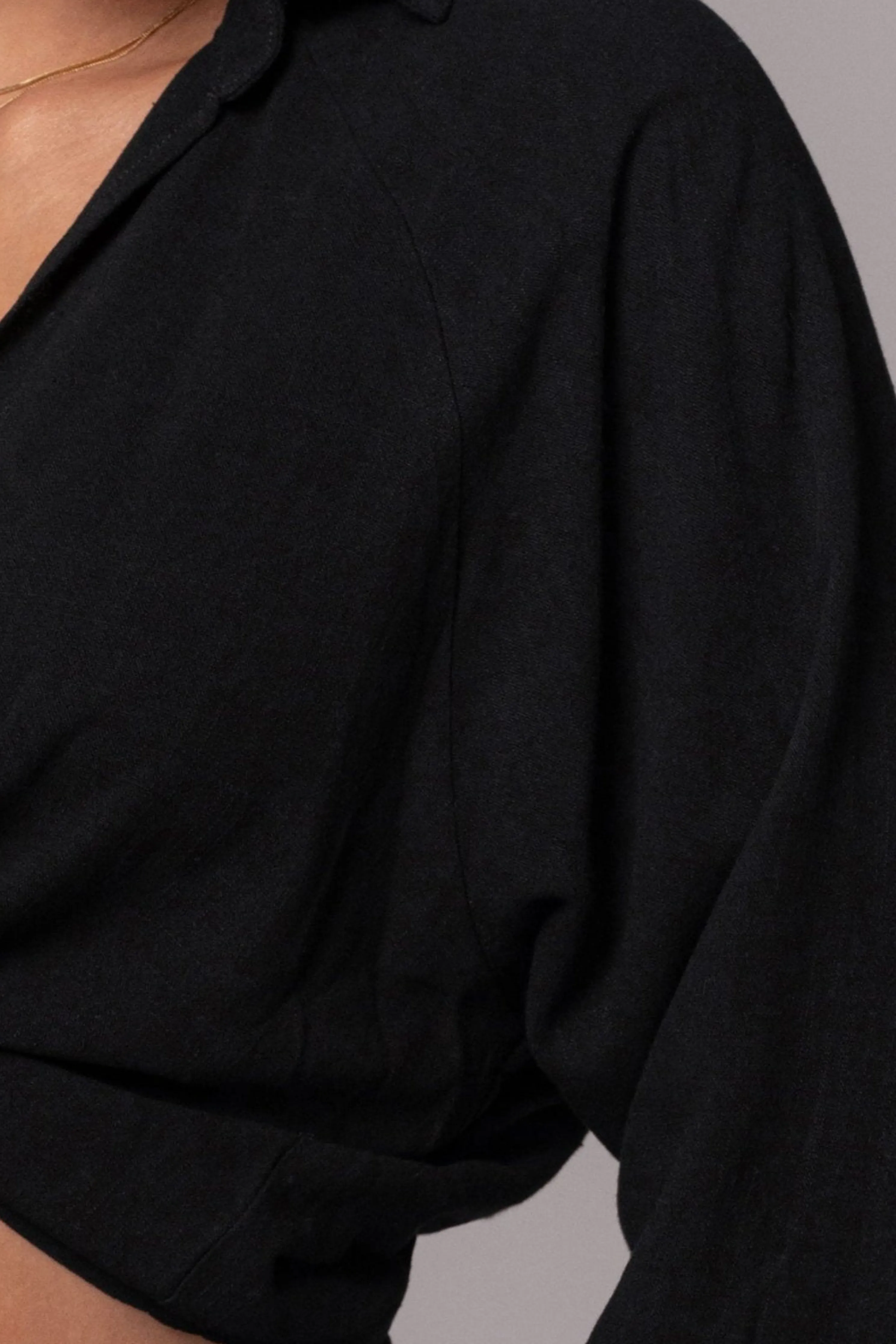 Black Soho Front Tied Woven Top