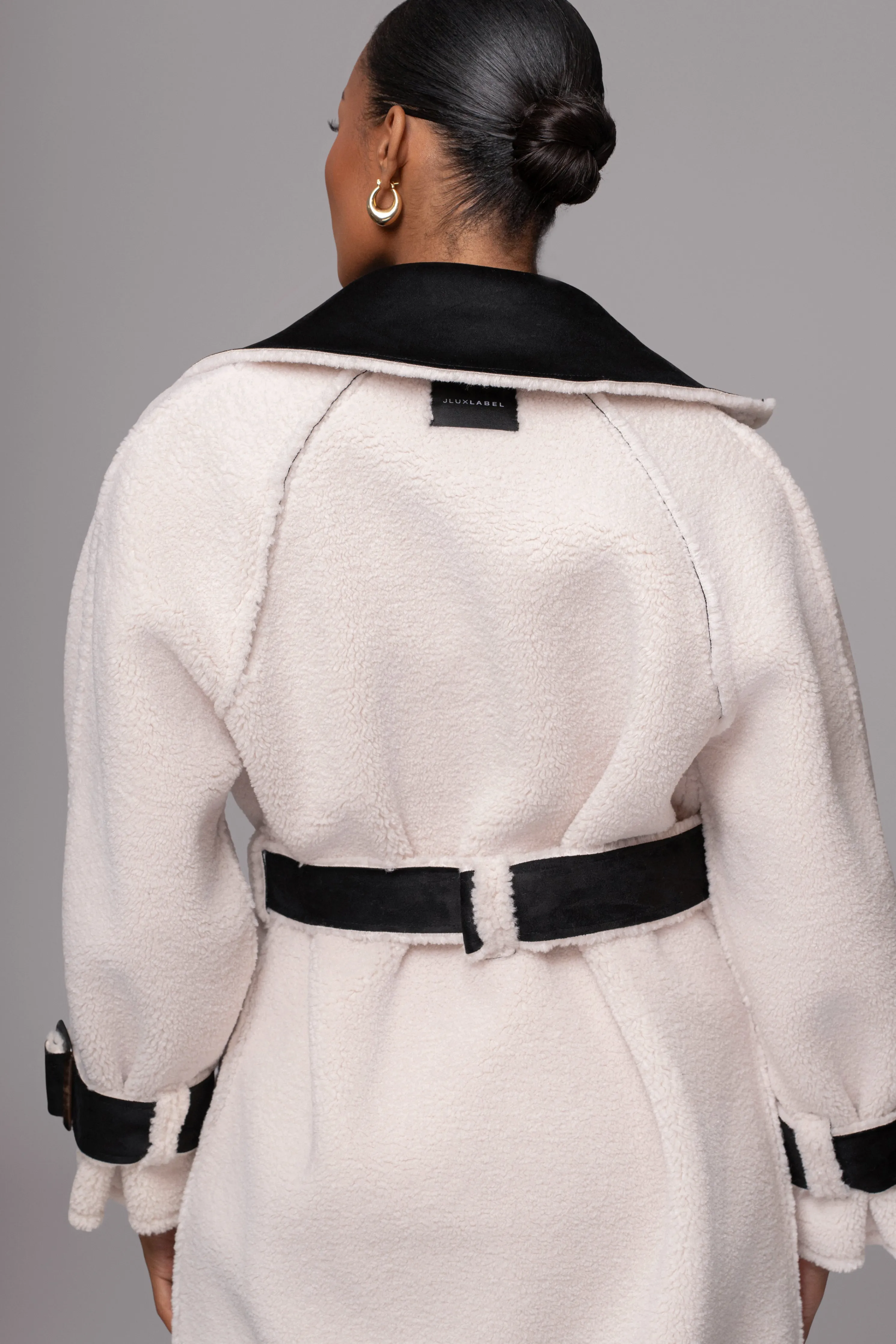 Black Suede And Sherpa Reversible Coat