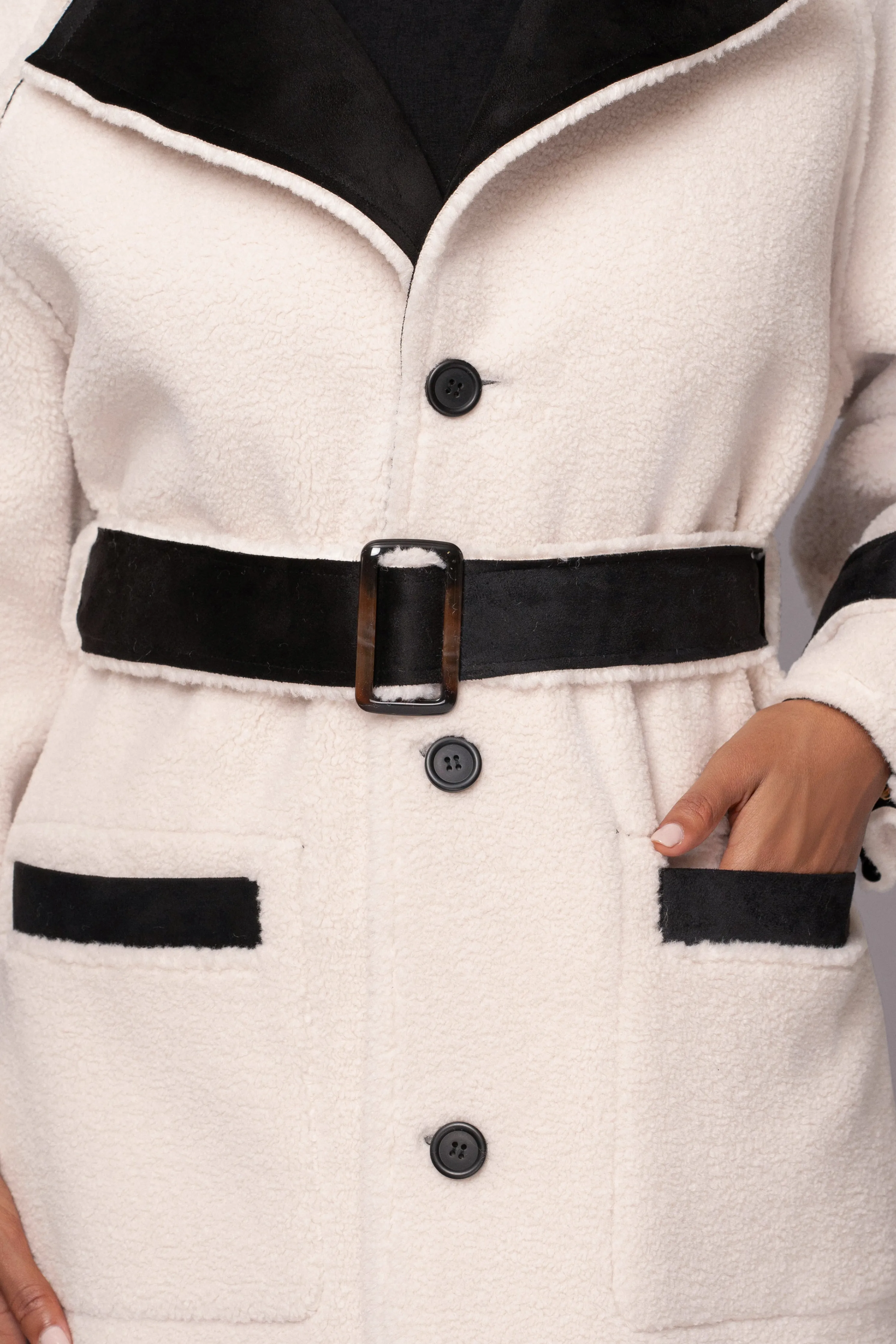 Black Suede And Sherpa Reversible Coat