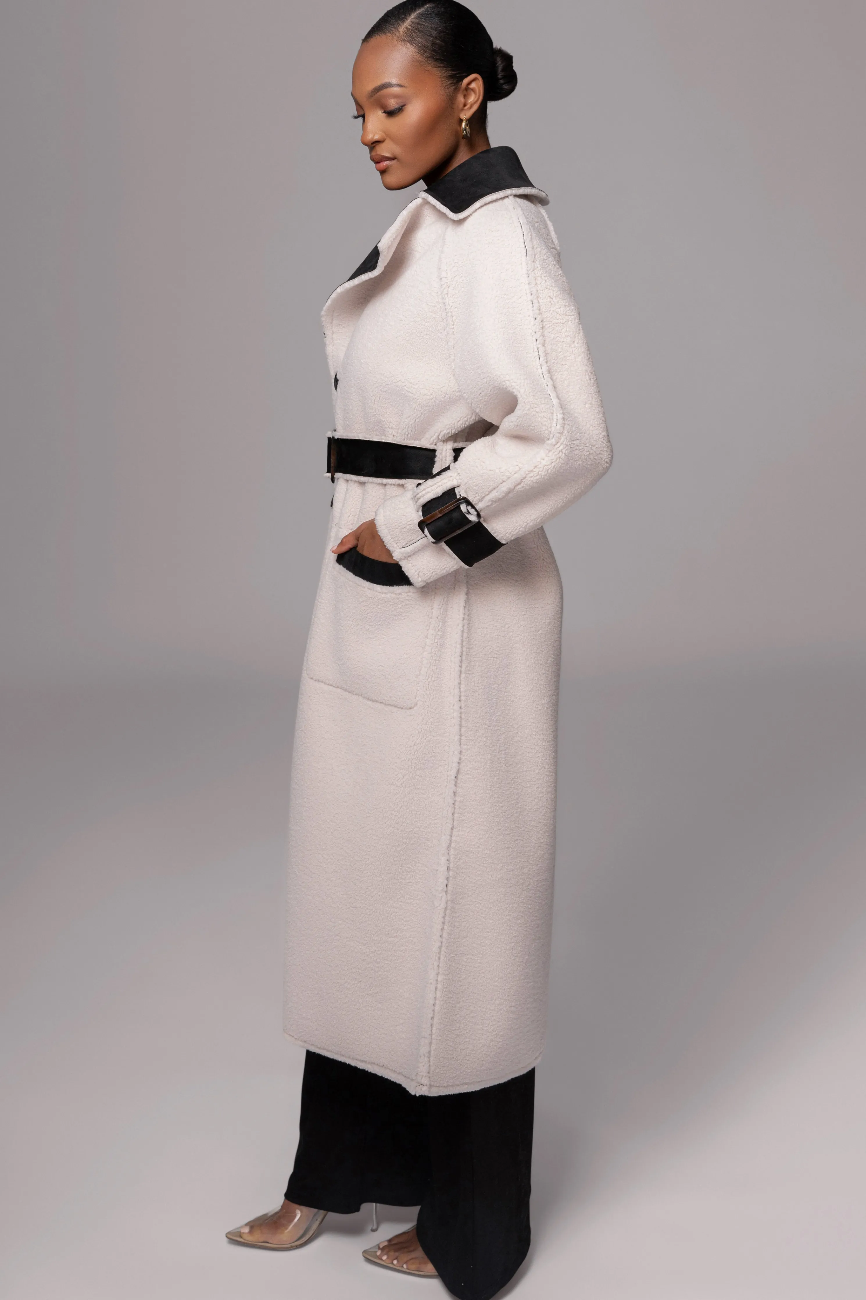 Black Suede And Sherpa Reversible Coat