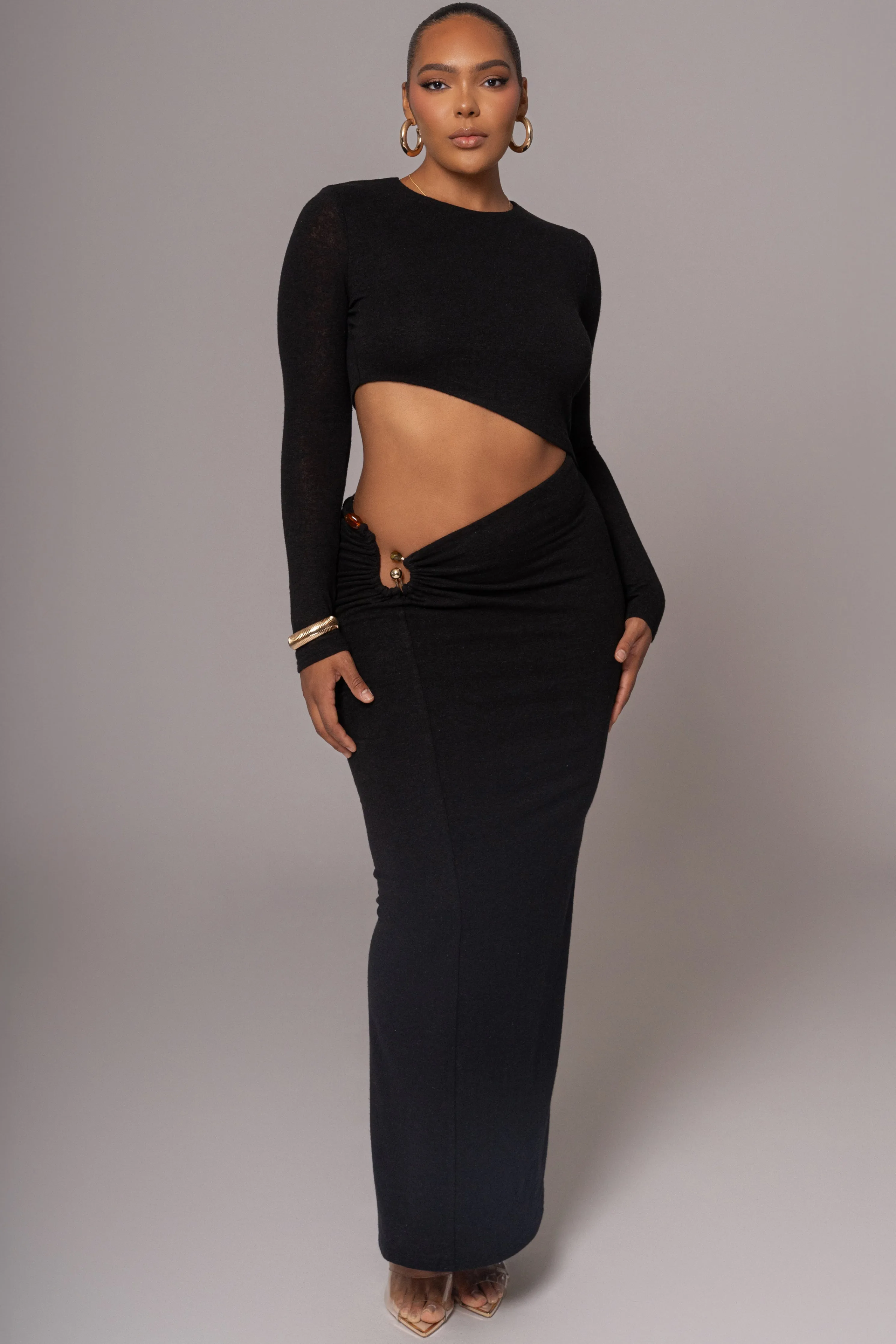 Black Summer Romance Cutout Dress