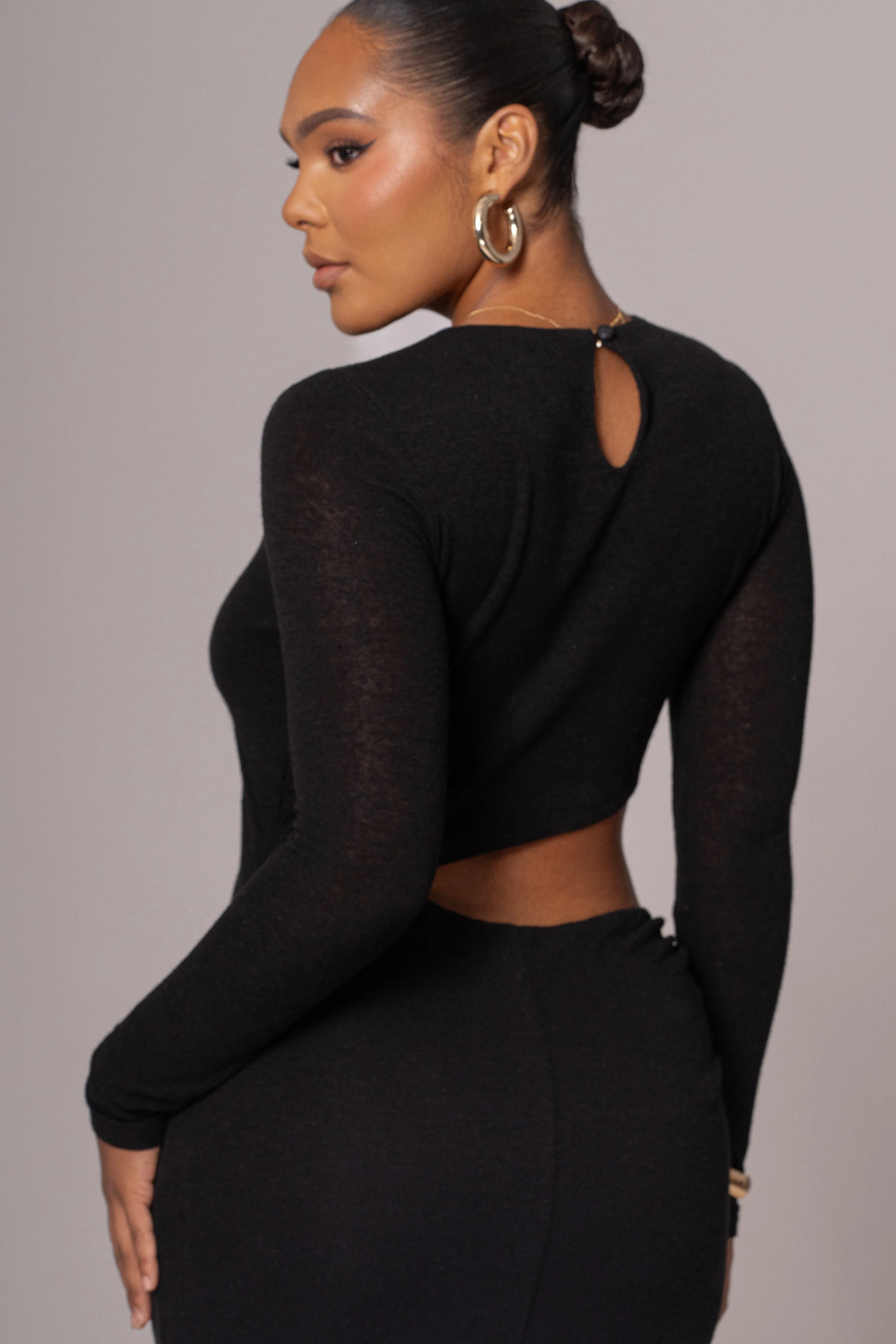 Black Summer Romance Cutout Dress