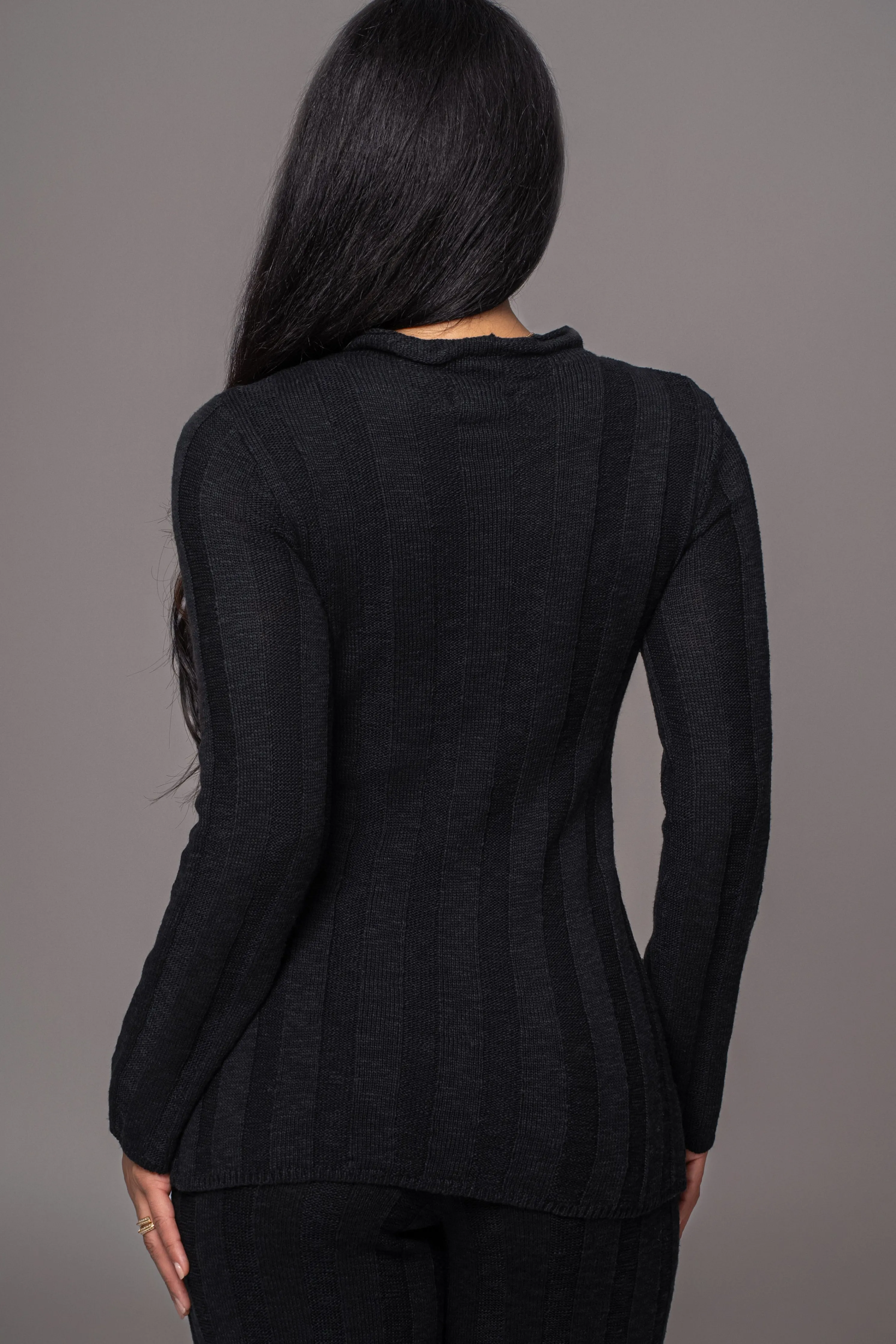 Black Take A Chance Ribbed Pant Set