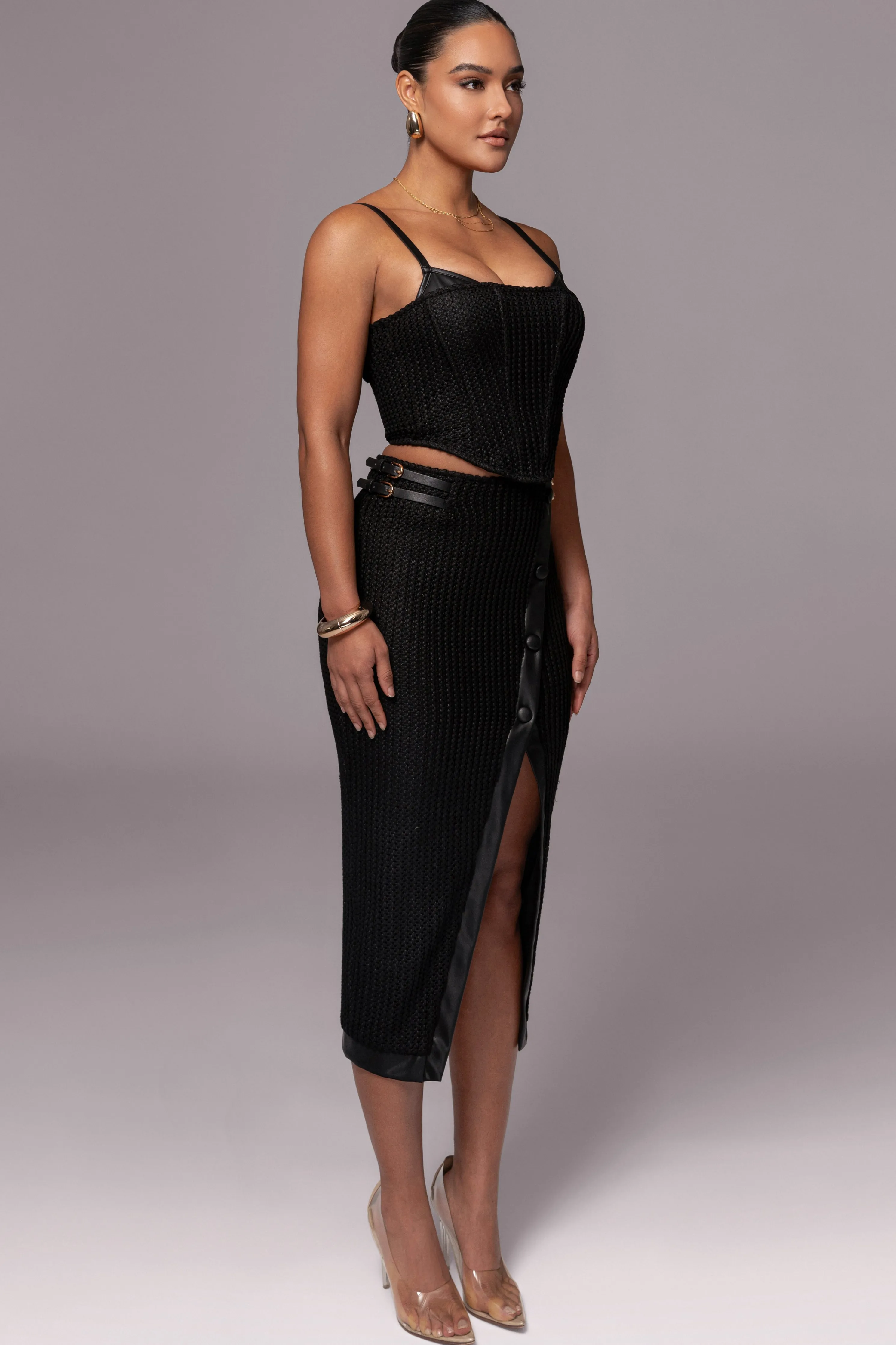 Black Textured Harley Corset Top