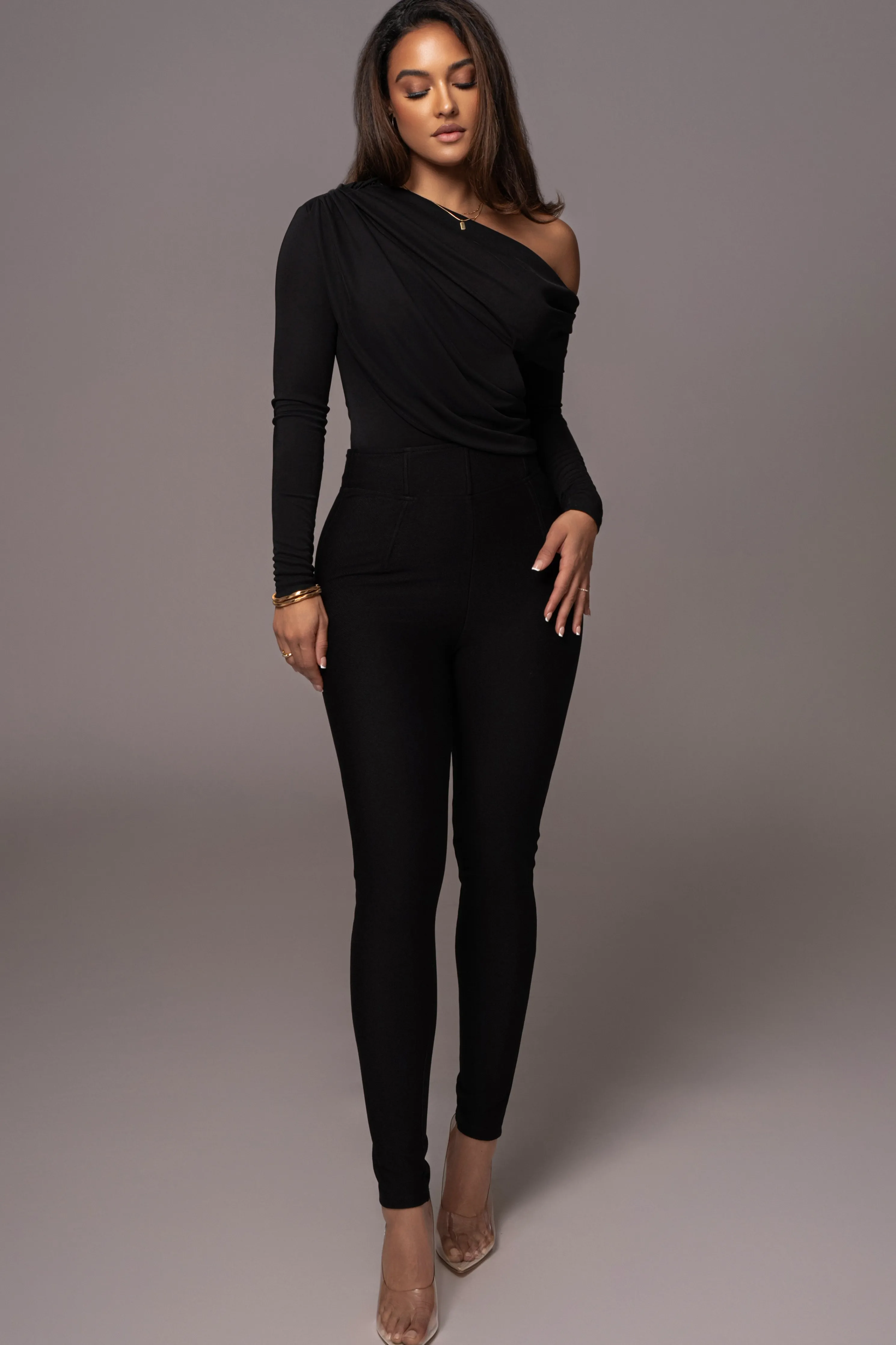 Black Ultra High Neck Bodysuit